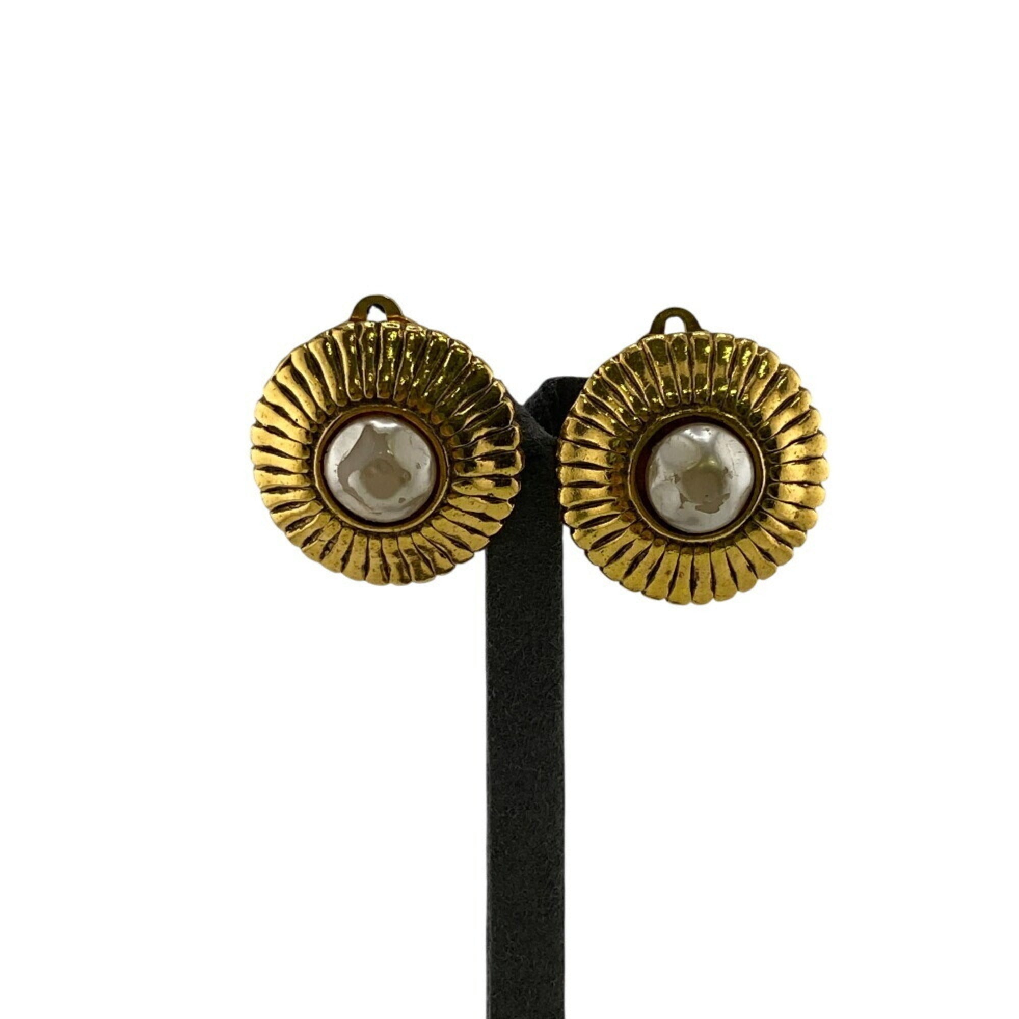 Earrings Pearl Gold-Tone Metal
