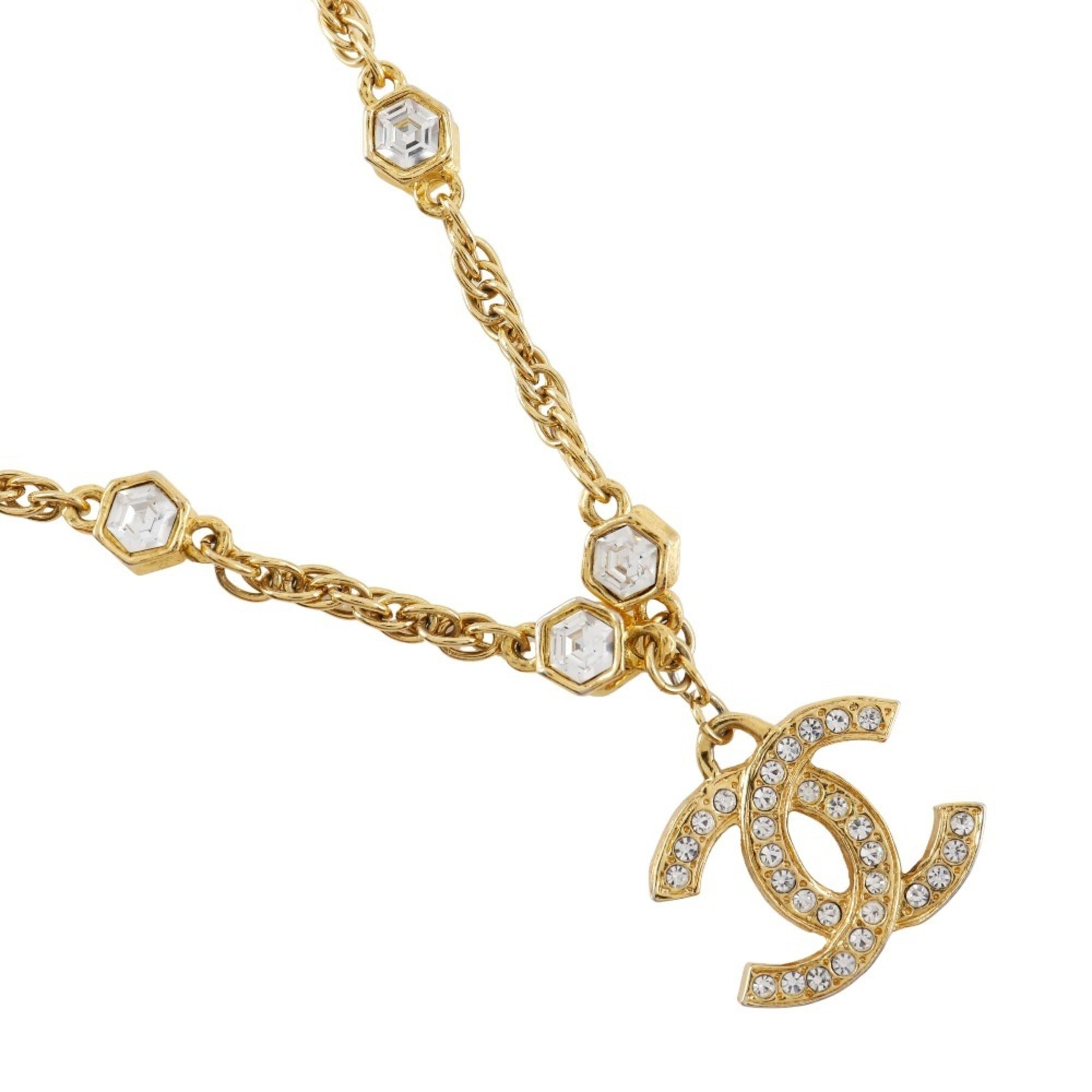 CC Logo Pendant Necklace Gold-Tone Metal