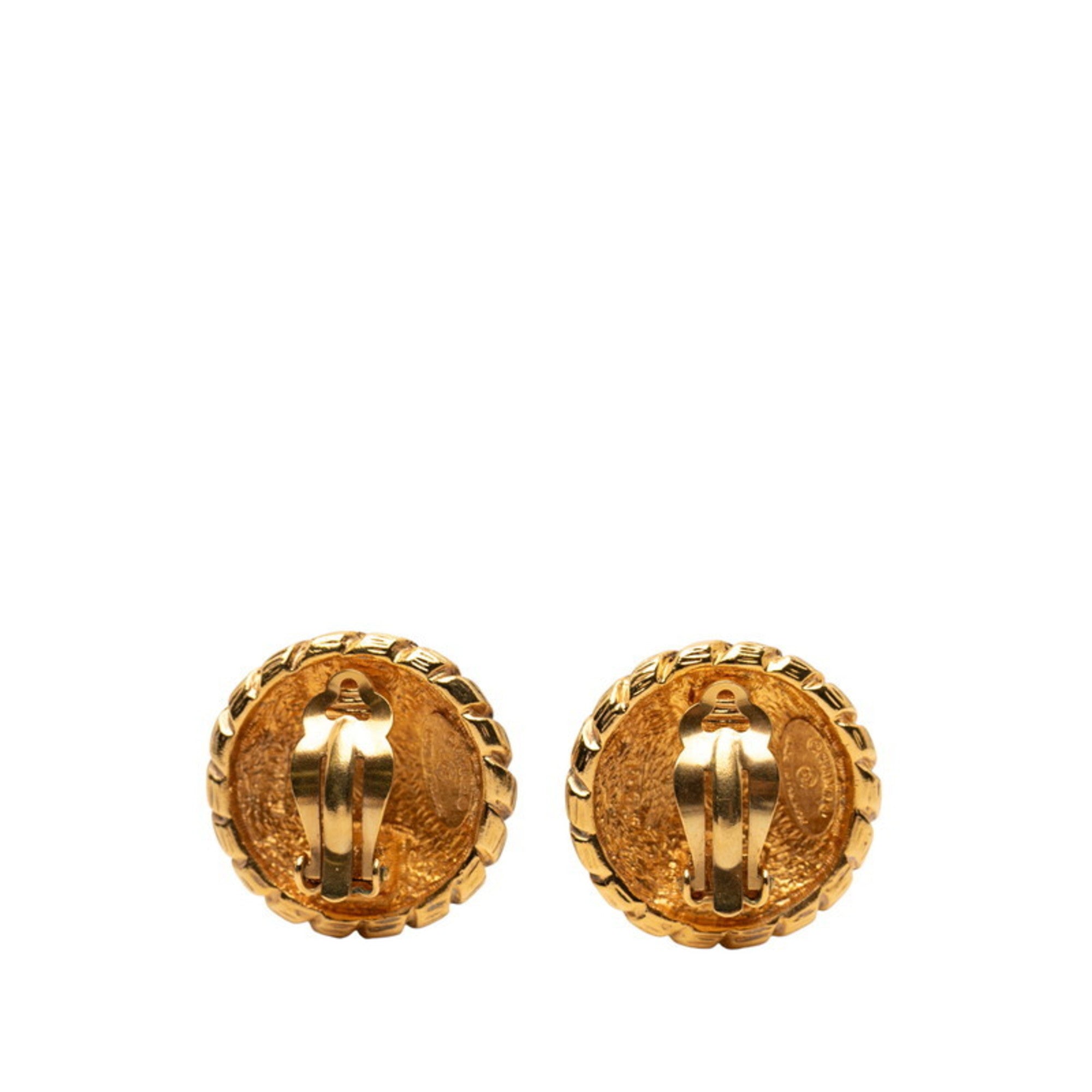 CC Logo Clip-On Earrings Metal Gold-Tone Metal