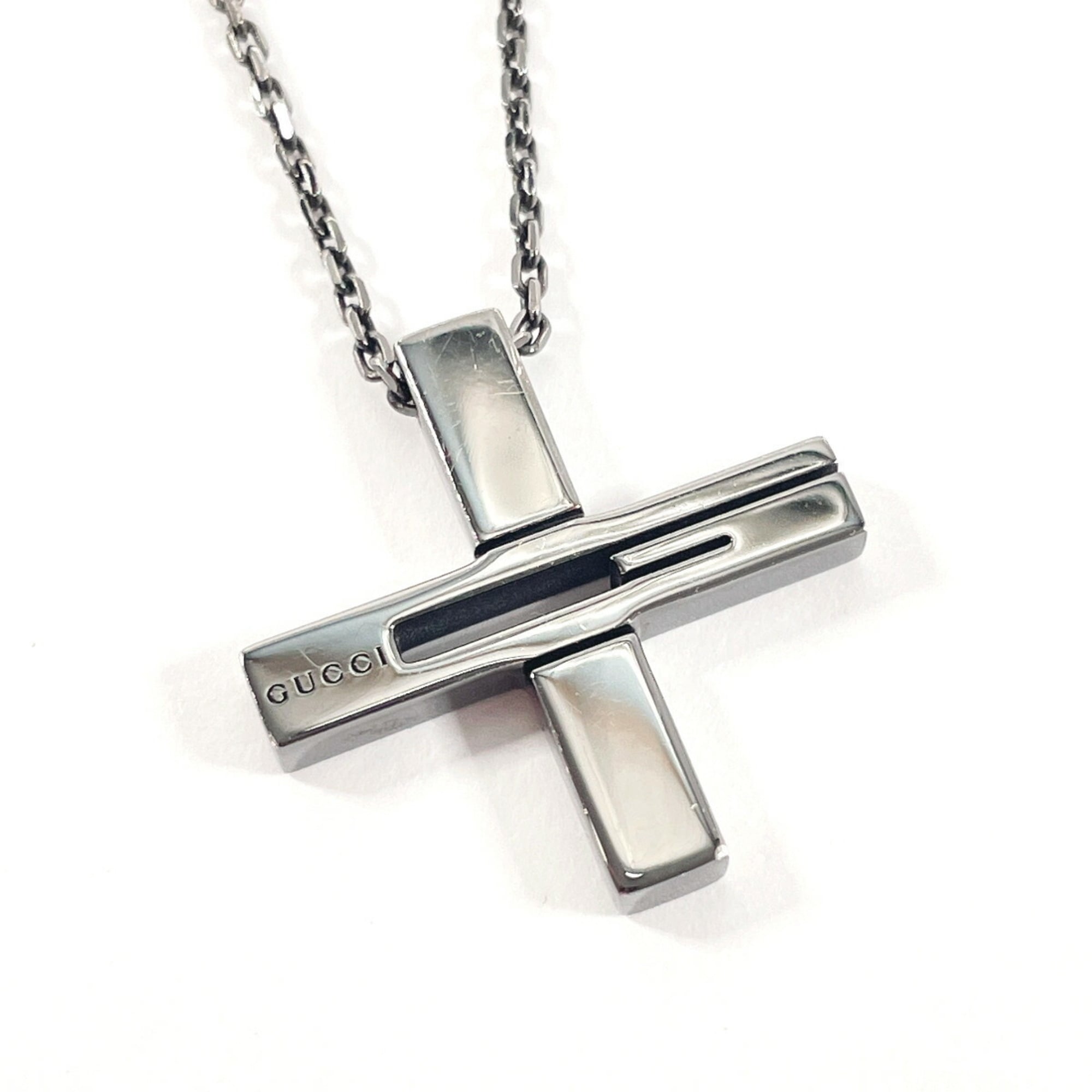 Cross Cutout Pendant Necklace Black Rhodium Plated Sterling Silver