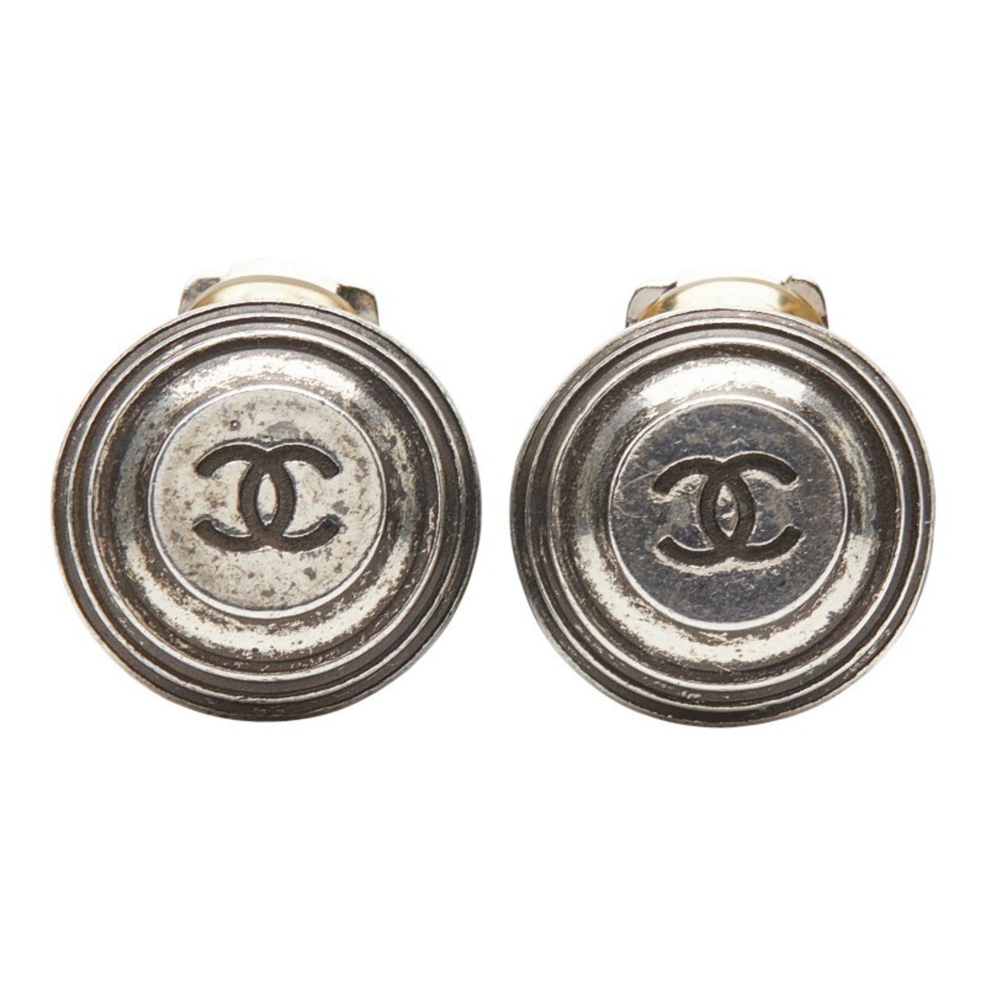 CC Logo Clip-On Earrings Silver-Tone Metal Silver-Tone Metal