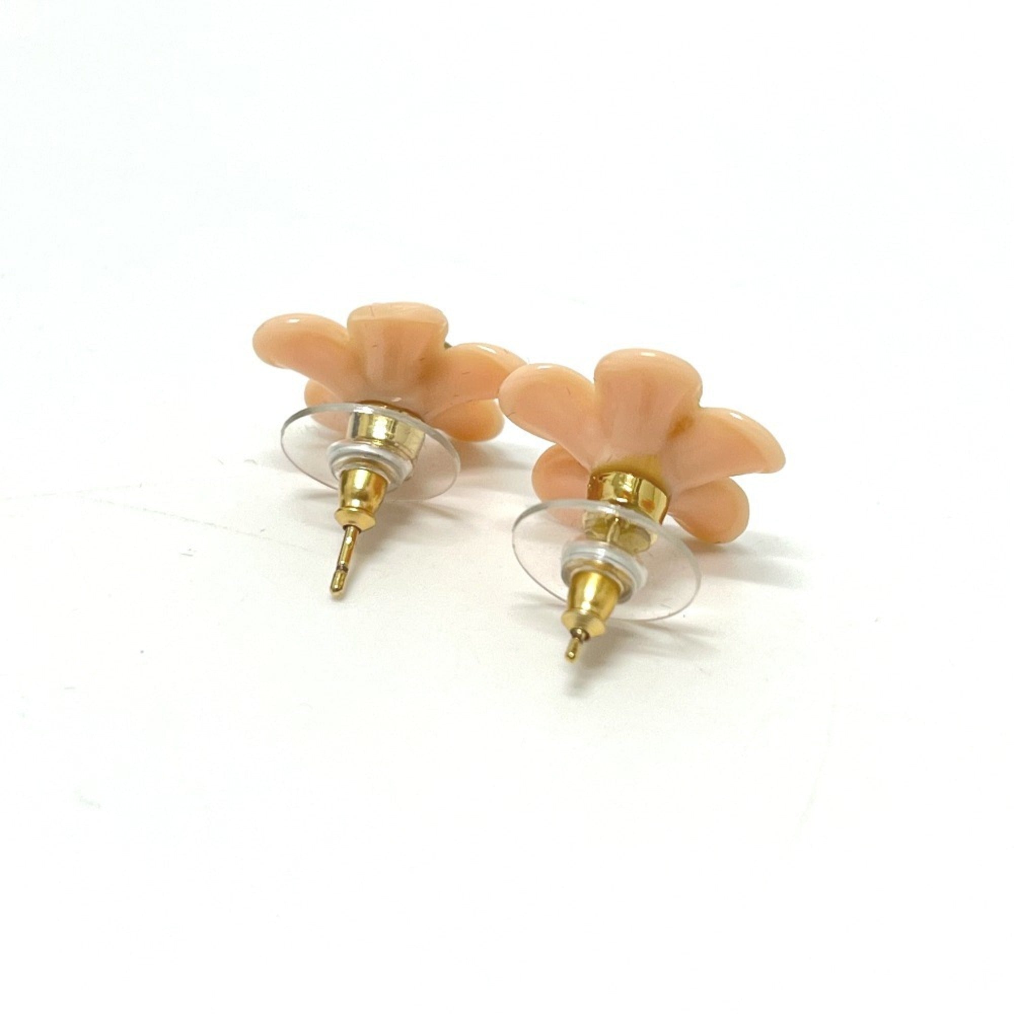 CC Logo Flower Earrings Gold-Tone Metal