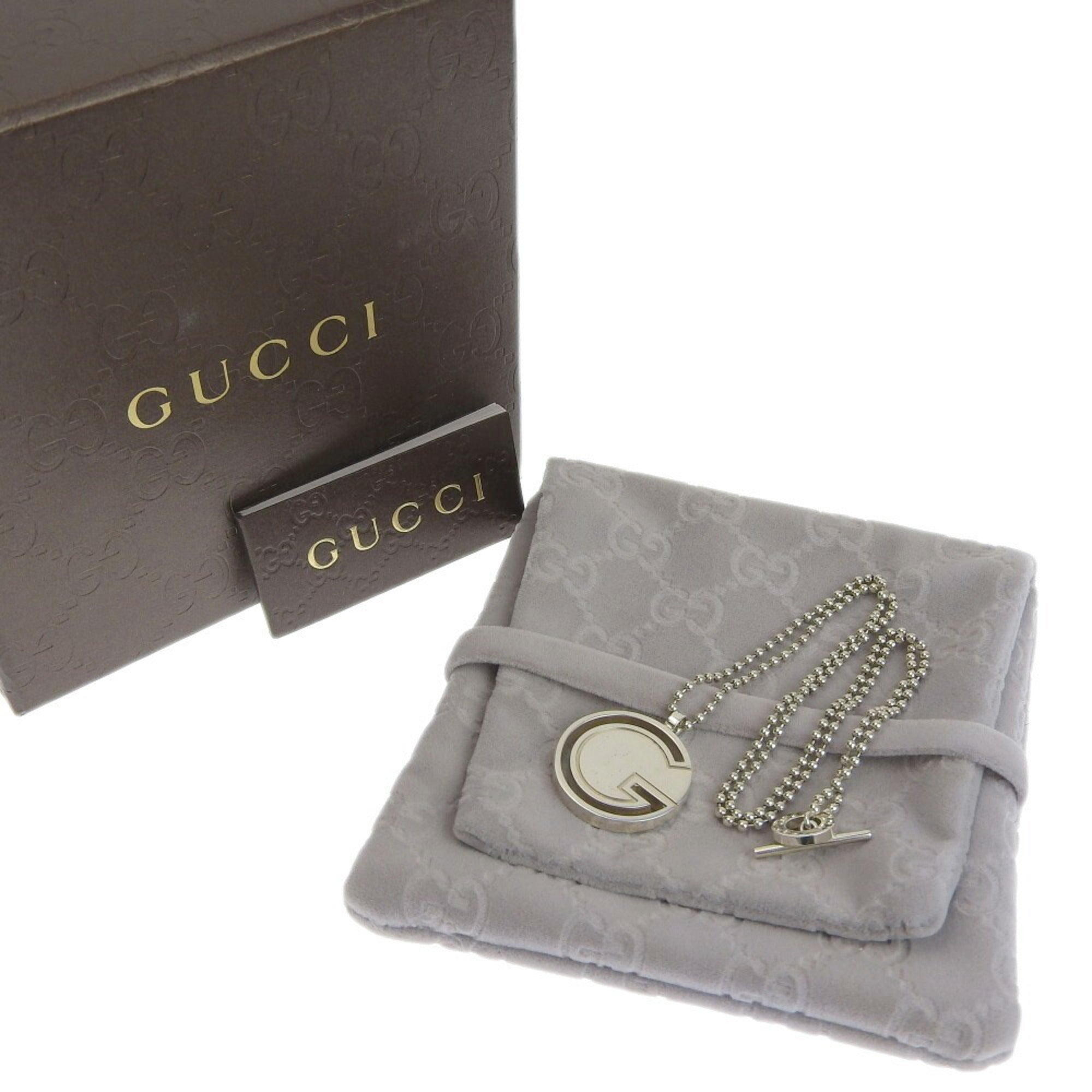 Round G Ball Chain Pendant Necklace Sterling Silver