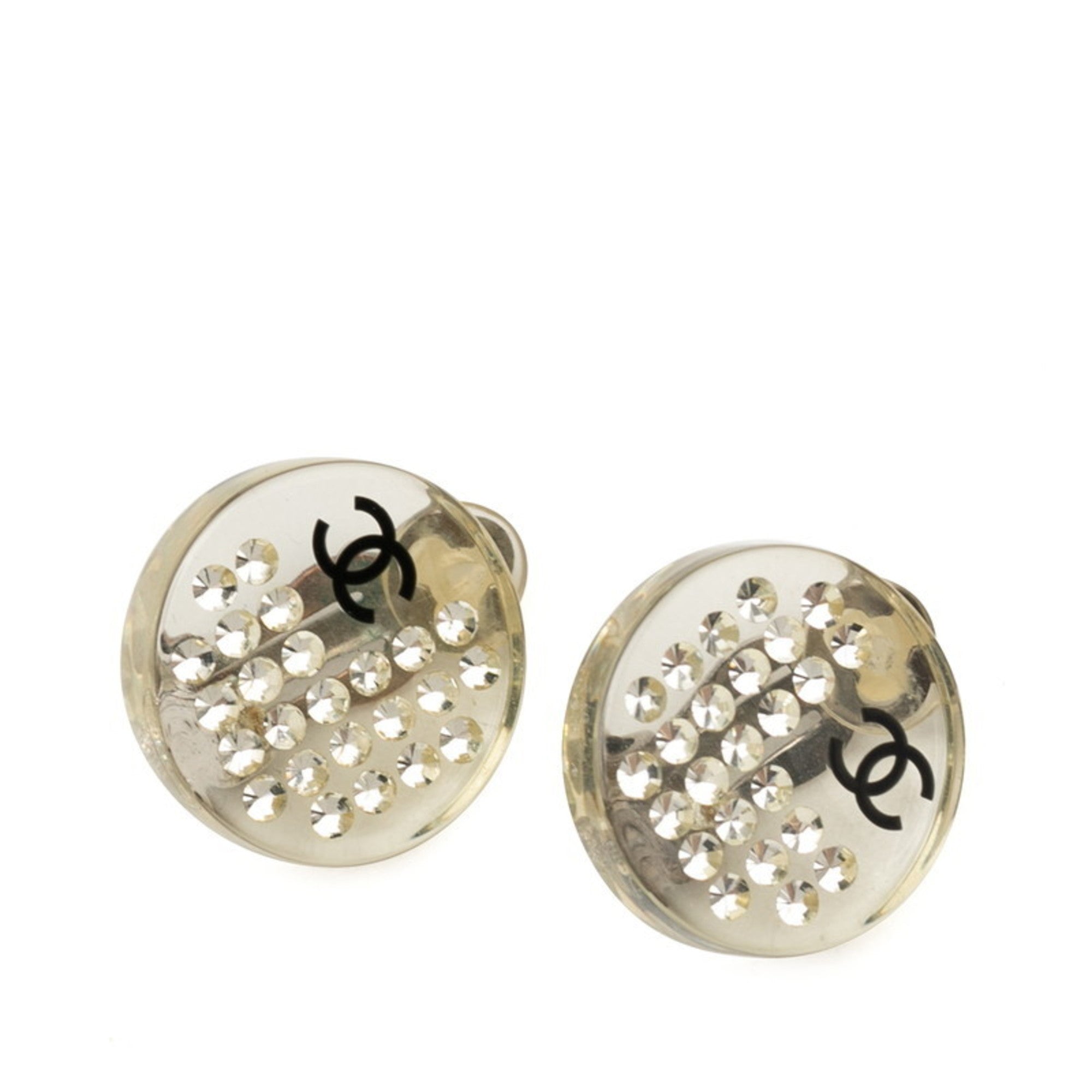 CC Logo Clip-On Earrings Silver-Tone Metal