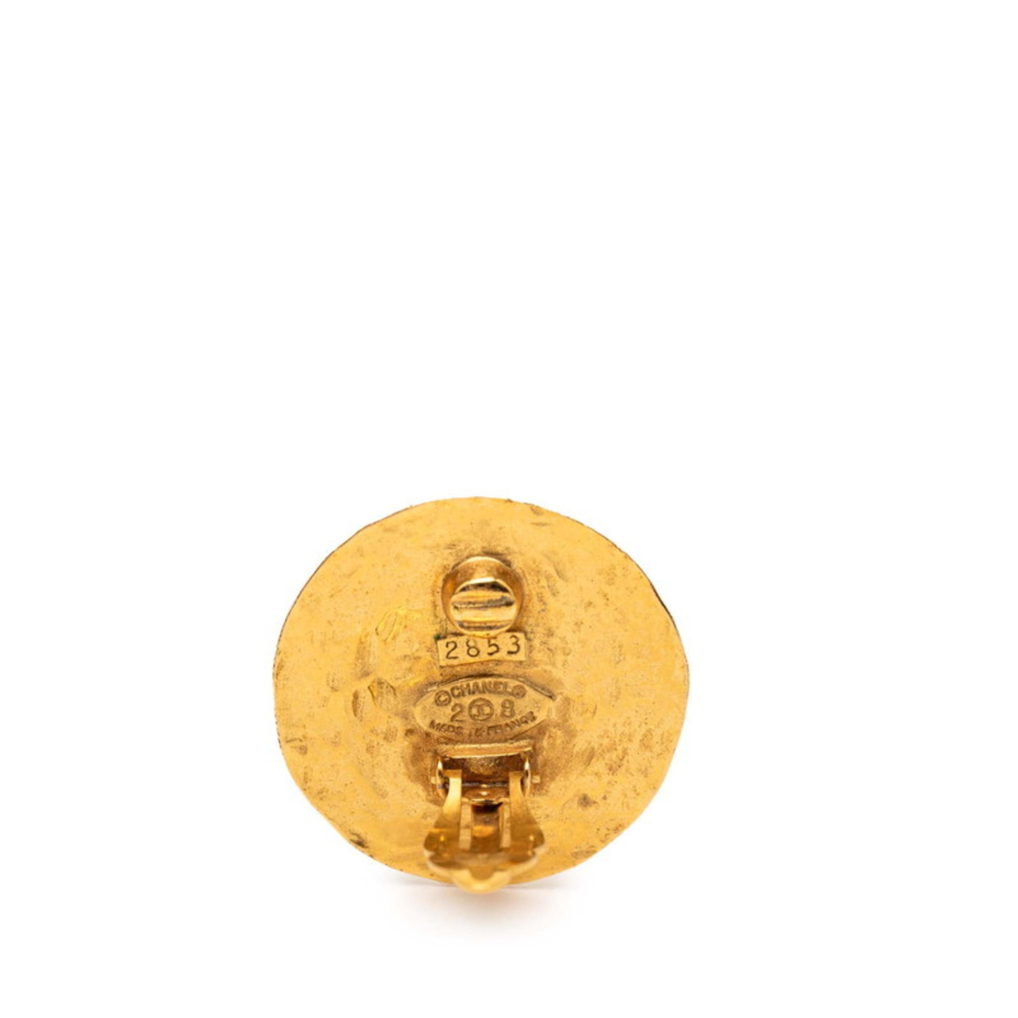 CC Logo Round Clip-On Earrings Metal Gold-Tone Metal