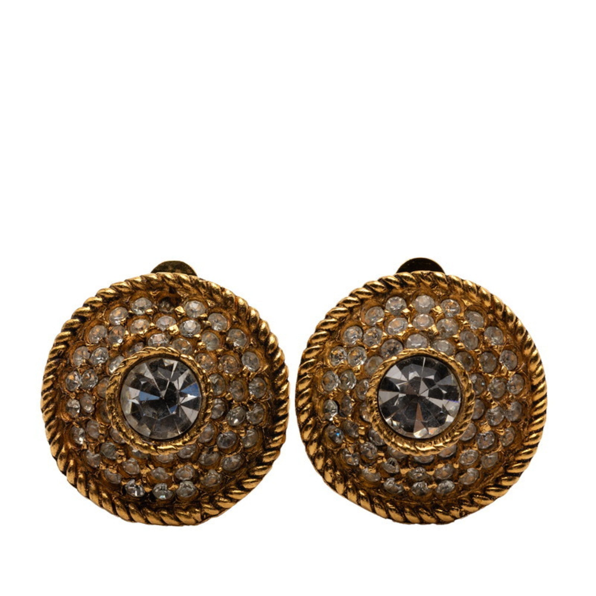 Earrings Rhinestone Gold-Tone Metal