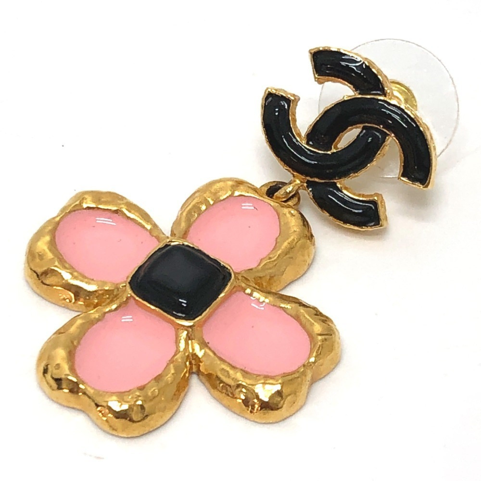 CC Logo Flower Earrings Gold-Tone Metal Gold-Tone Metal