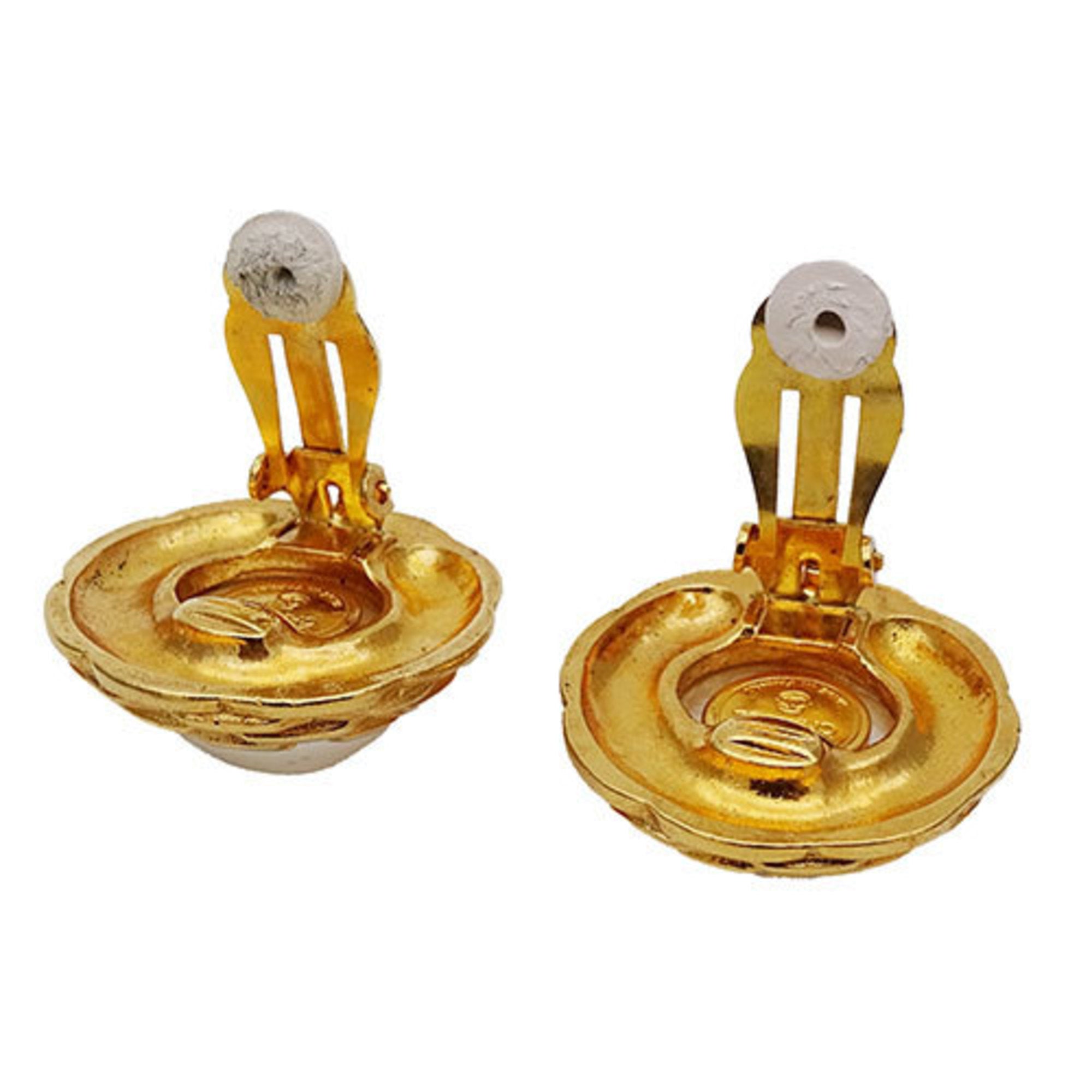 Clip-On Earrings Pearl Clip-On Gold-Tone Metal