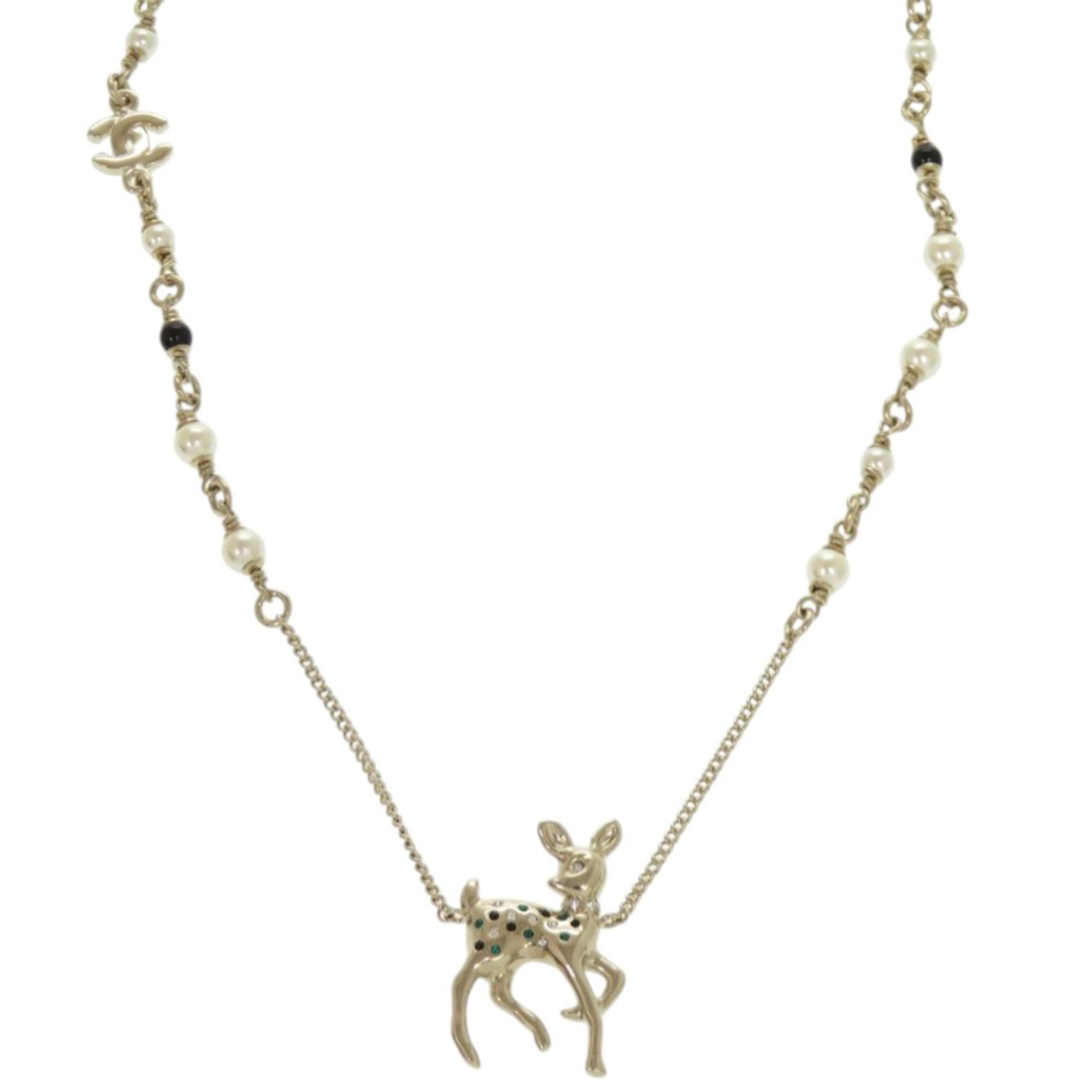 Pendant Necklace Metal and Rhinestone