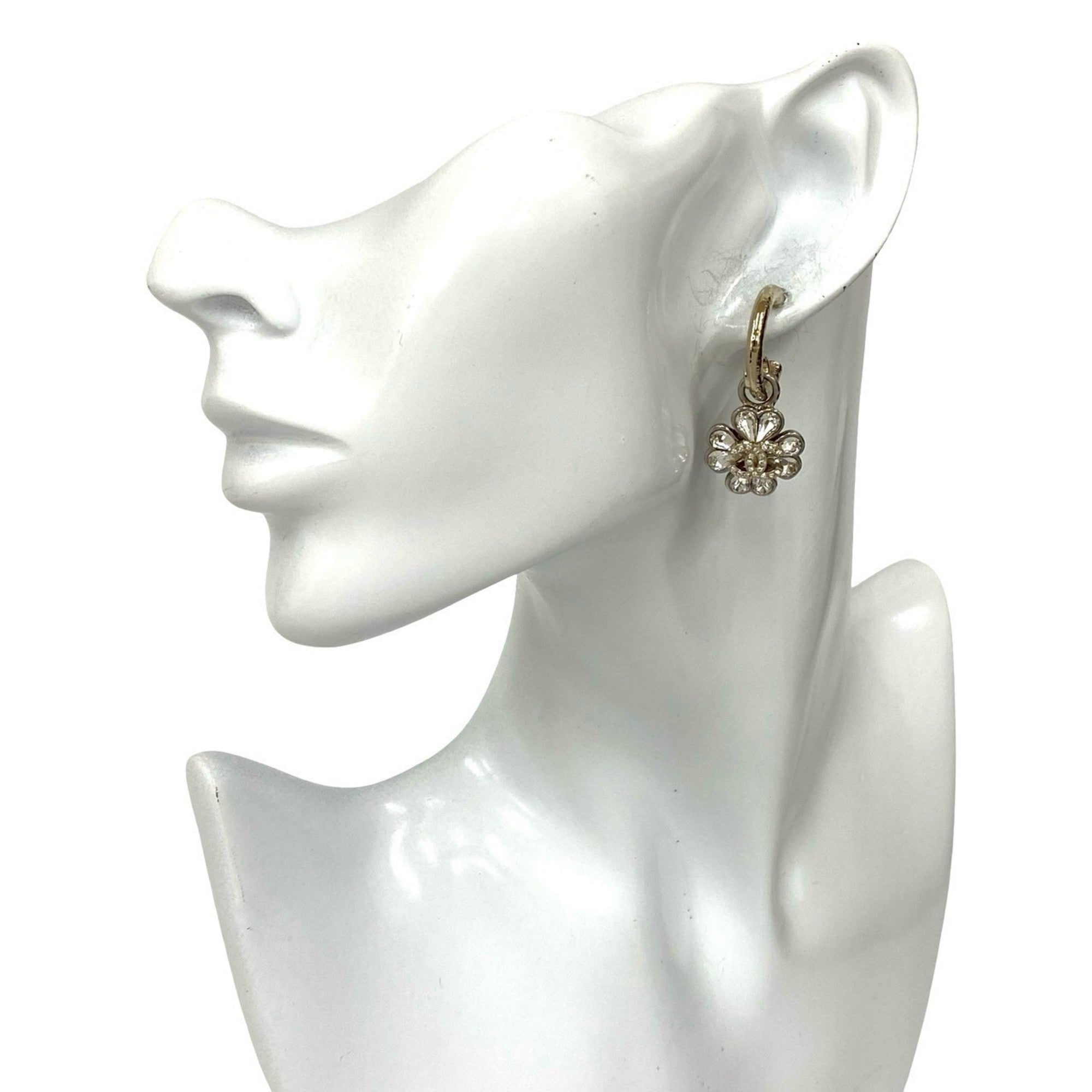 CC Logo Star Flower Earrings Sterling Silver Gold-Tone Metal