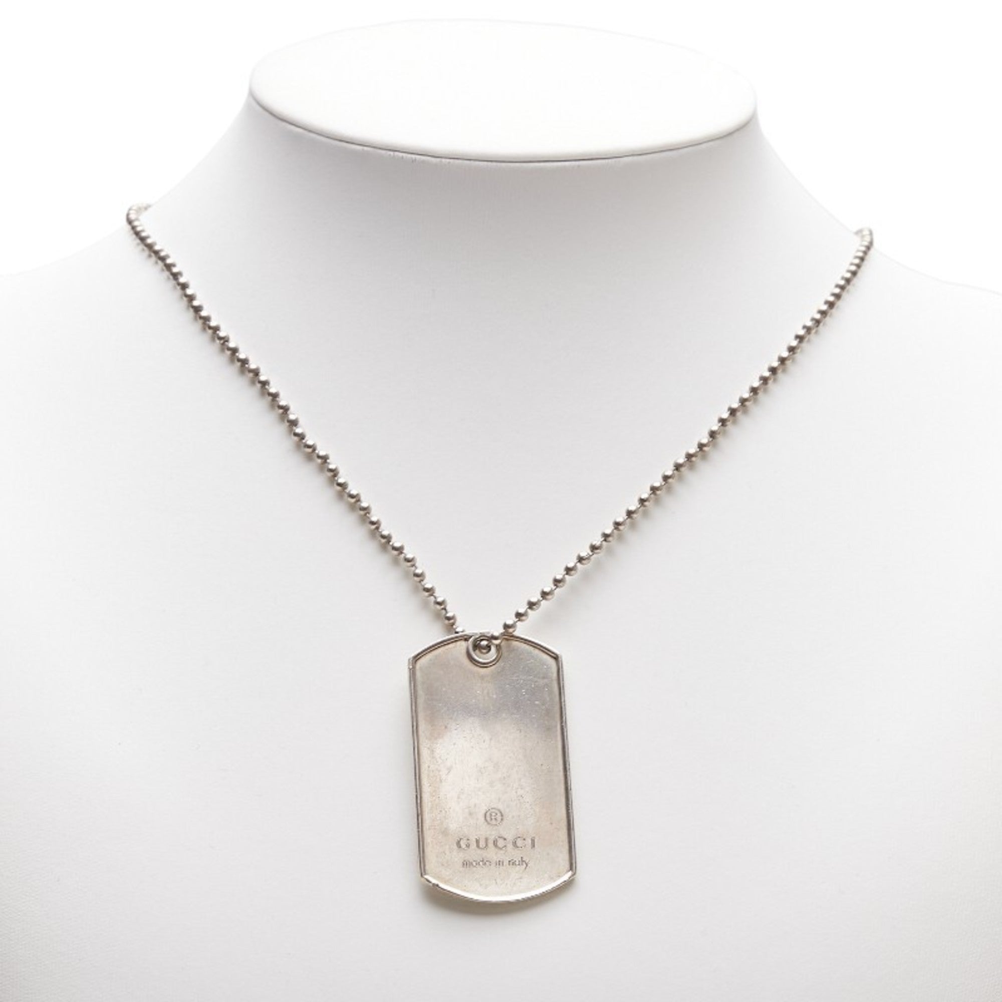 Dog Tag Pendant Necklace Sterling Silver