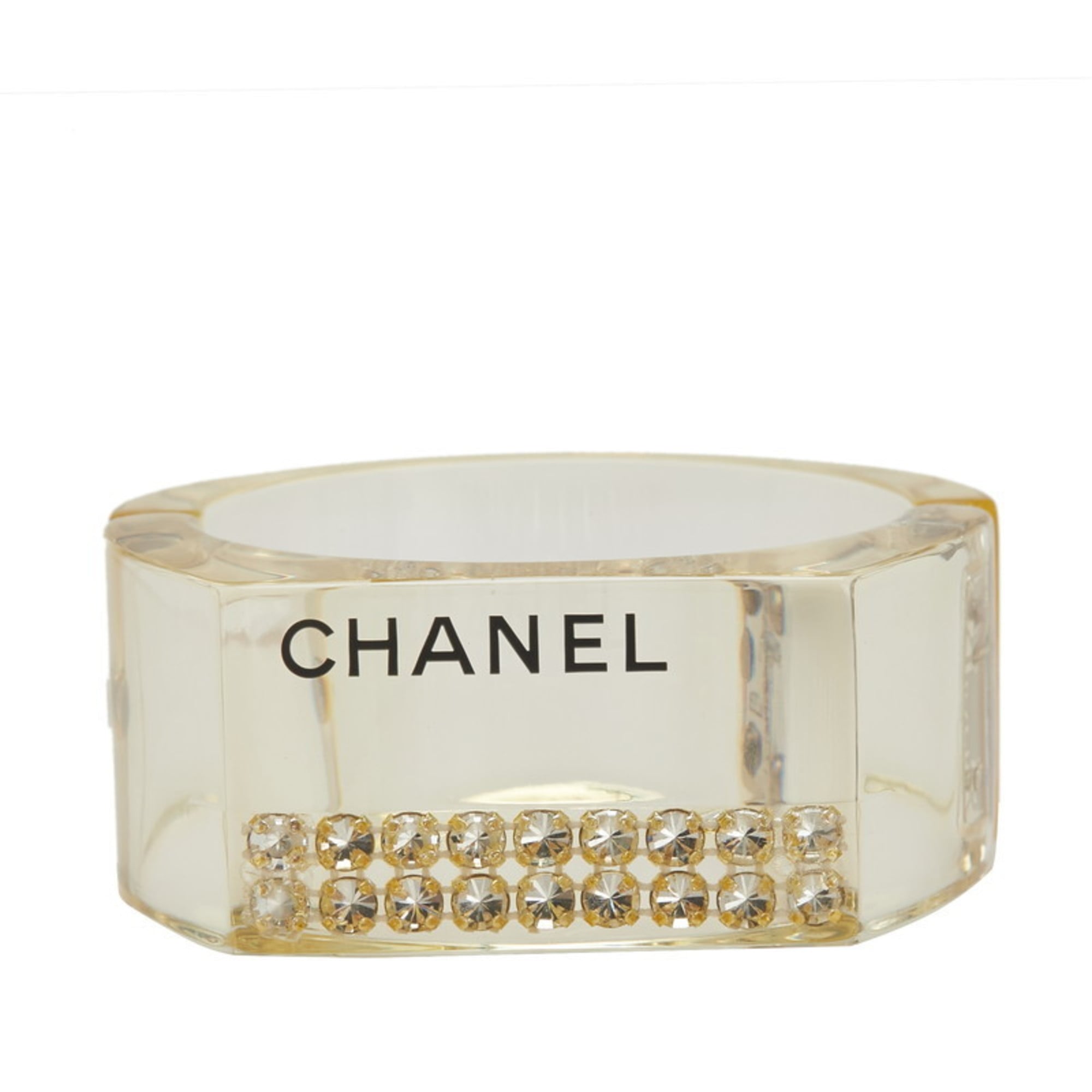 Bangle Clear and Yellow Plastic and Rhinestone Bracelet