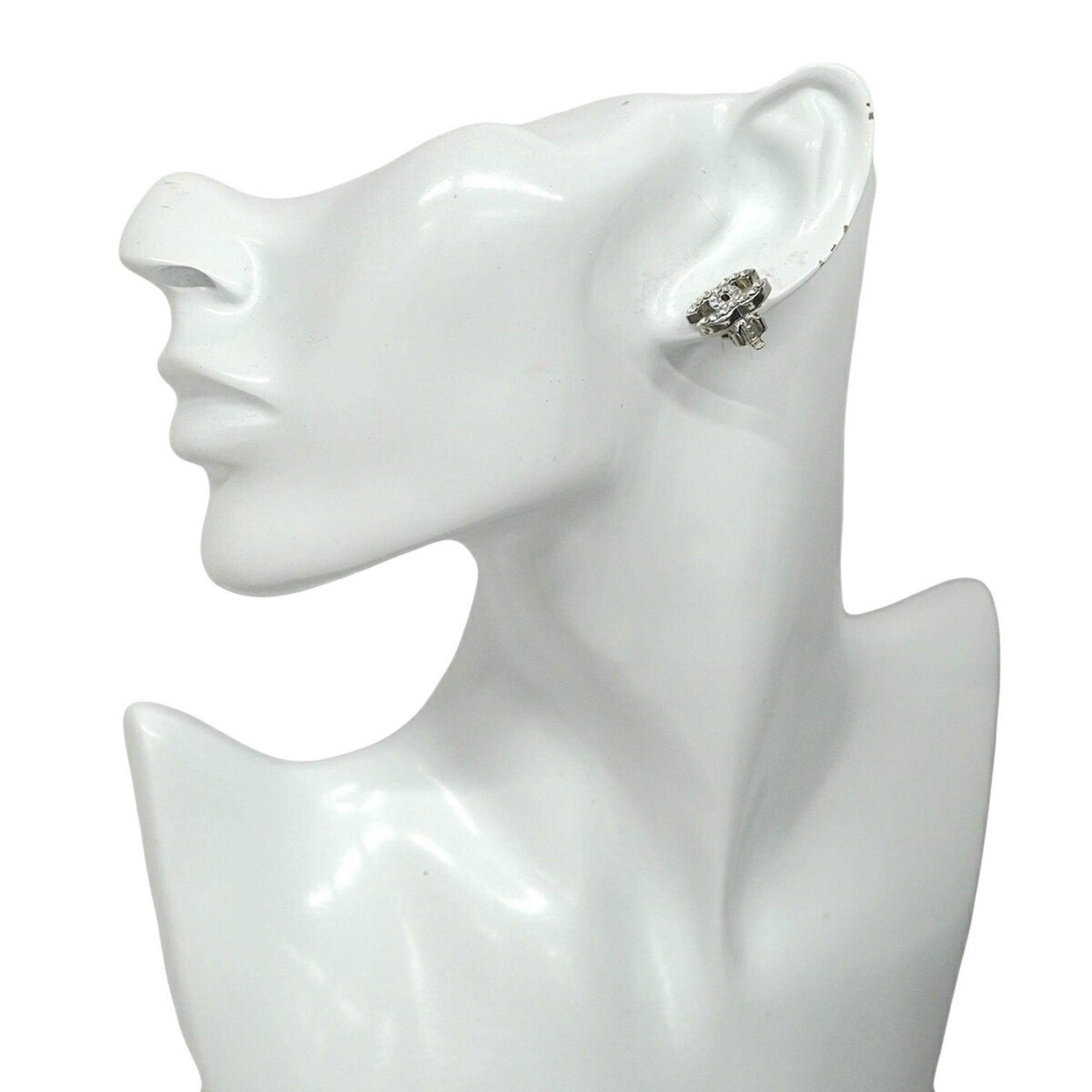 CC Logo Clip-On Earrings Silver-Tone Metal