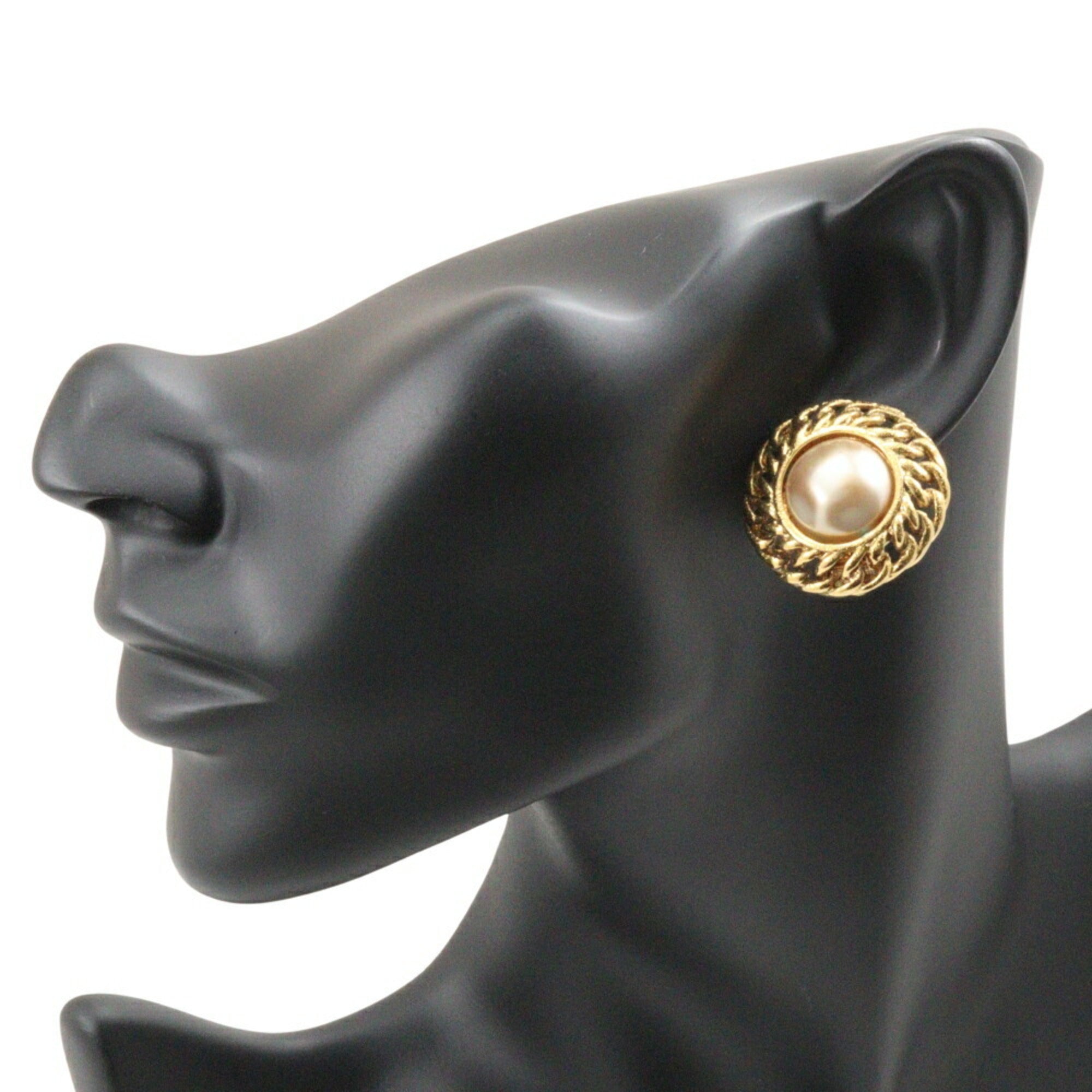 Earrings Pearl Gold-Tone Metal