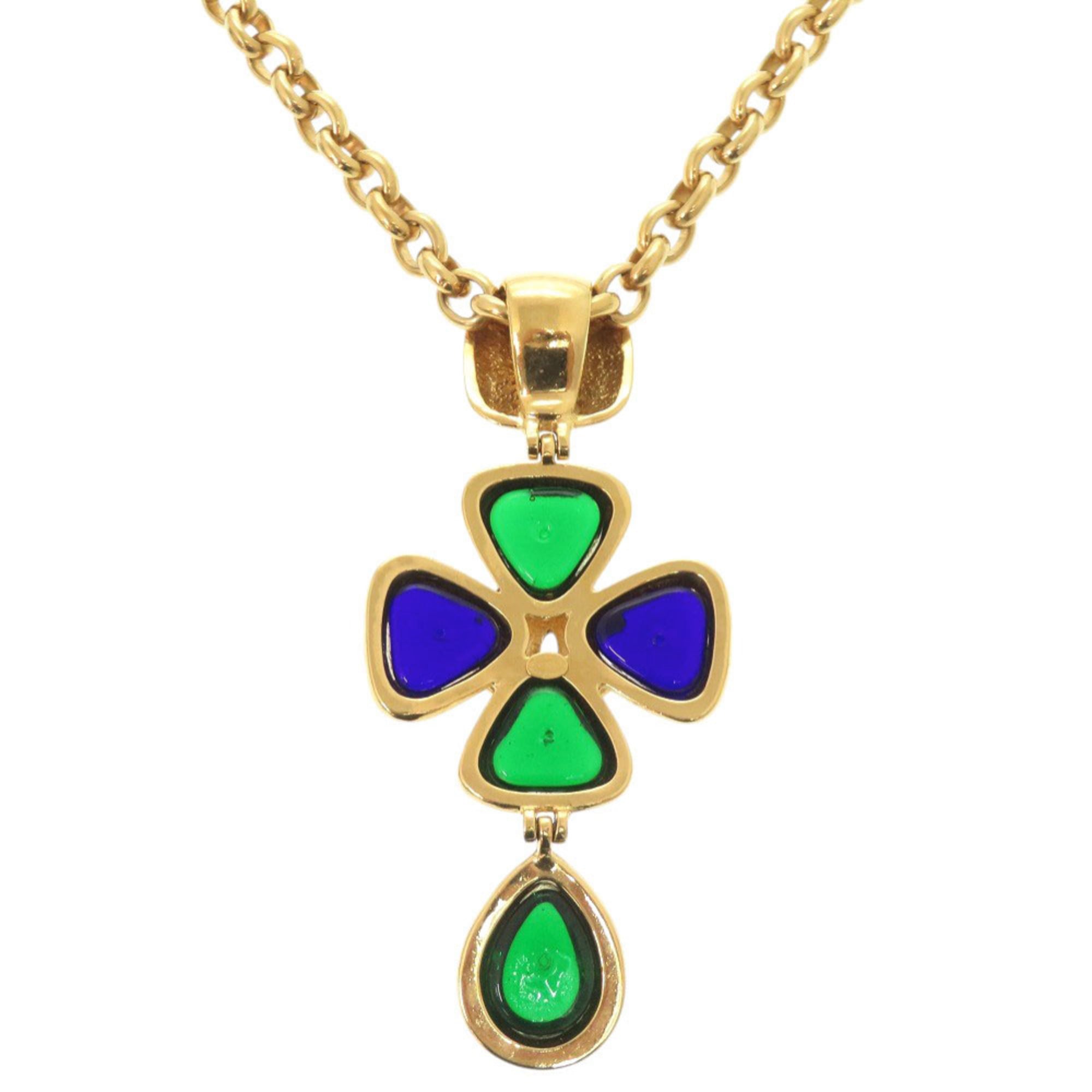 CC Logo Pendant Necklace Gold-Tone Metal