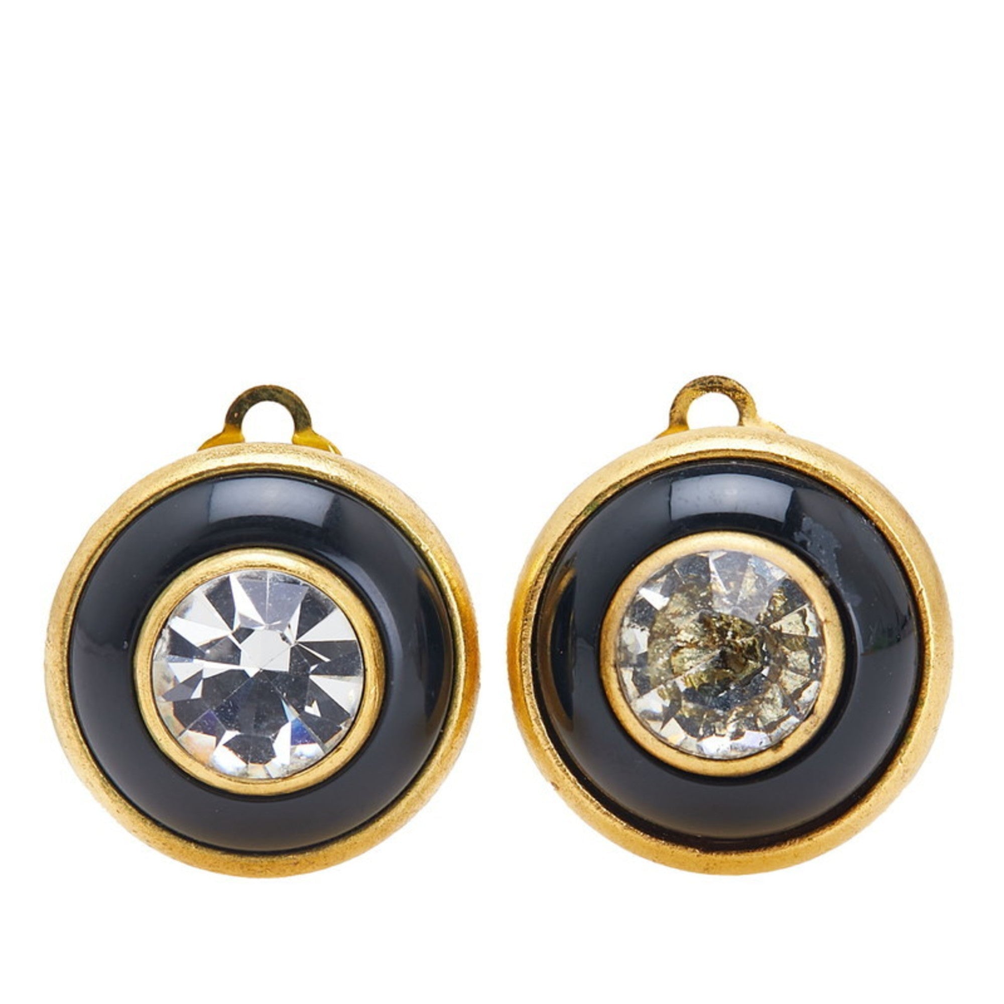 Rhinestone Clip-On Earrings Rhinestone and Gold Plated