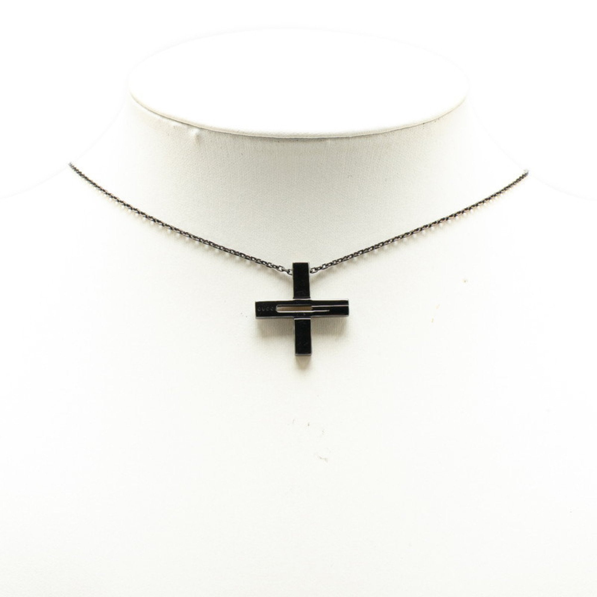 Cutout G Cross Pendant Necklace Ruthenium and Sterling Silver