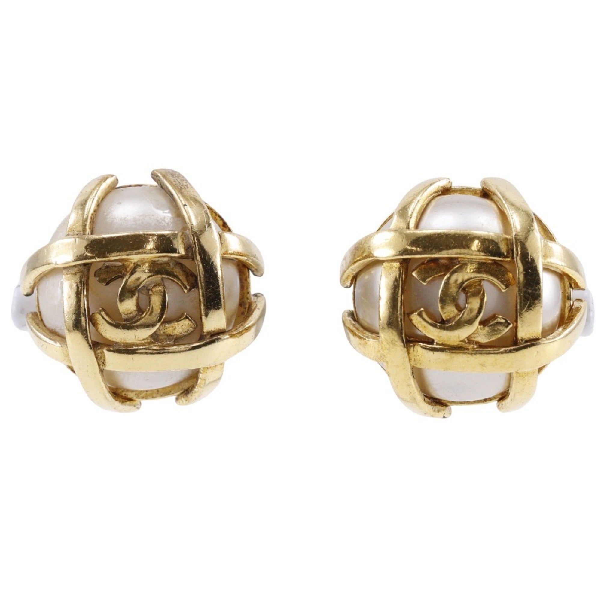 CC Logo Clip-On Earrings Gold-Tone Metal Gold-Tone Metal