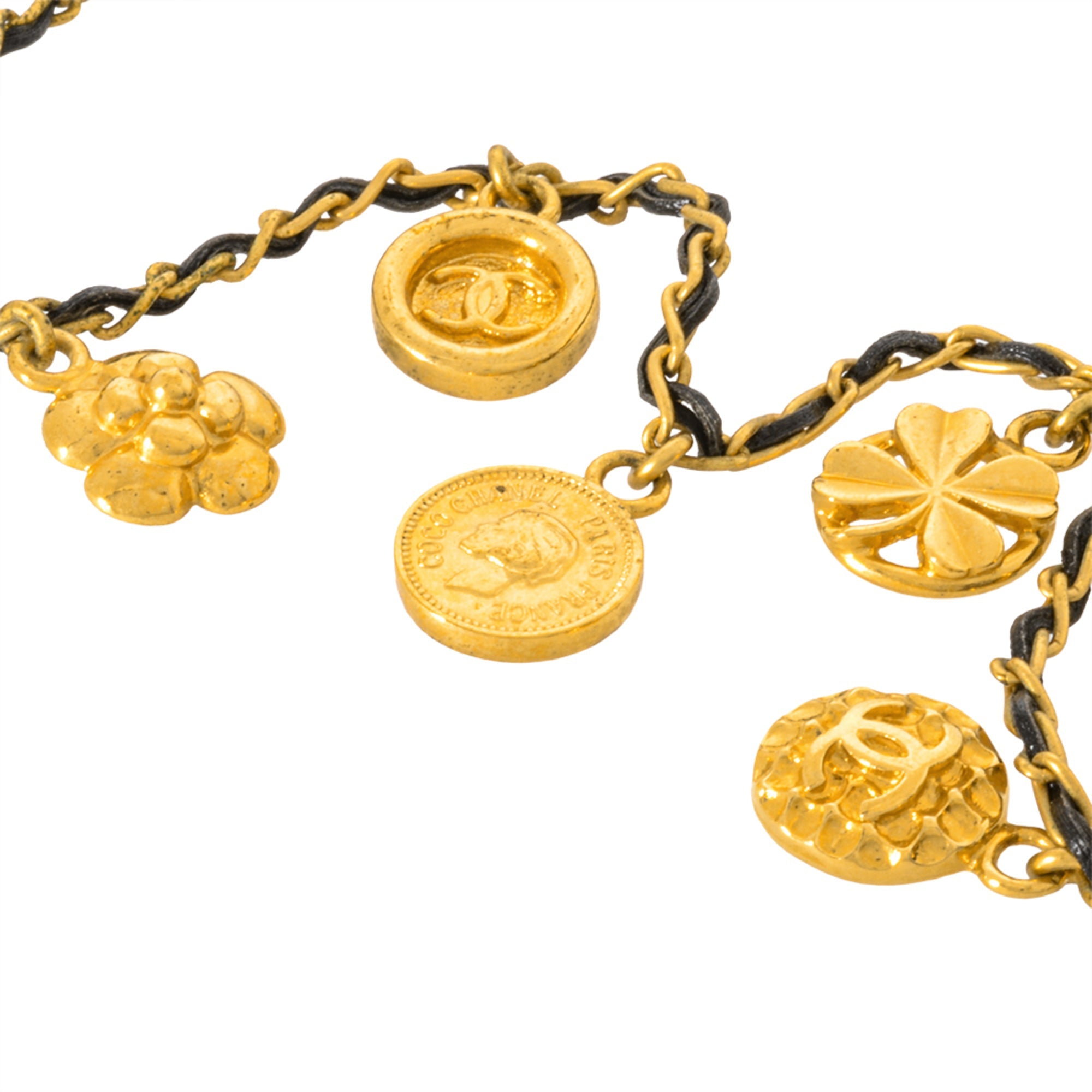 CC Logo Clover Medal Necklace Gold-Tone Metal