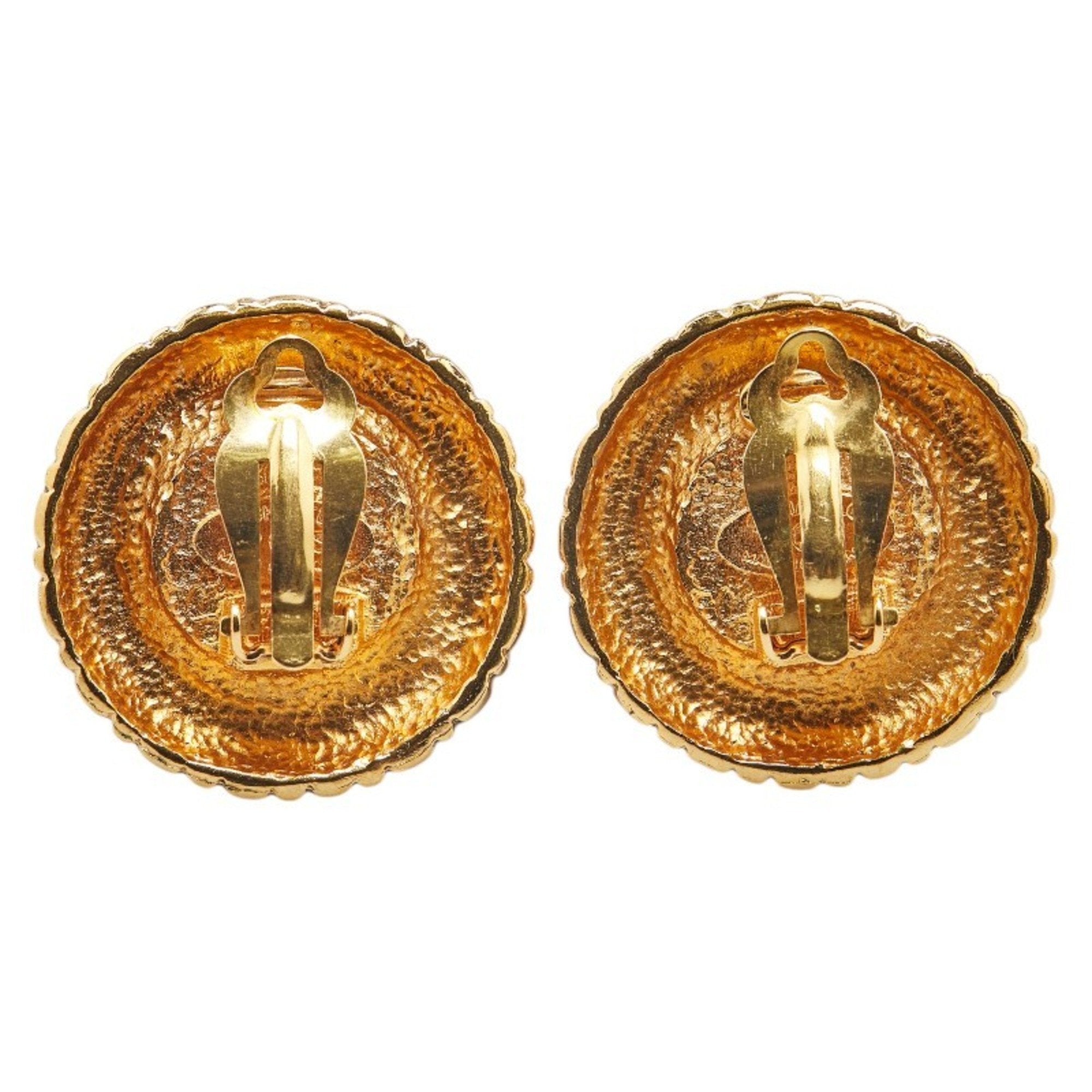 Vintage Earrings Pearl Gold-Tone Metal
