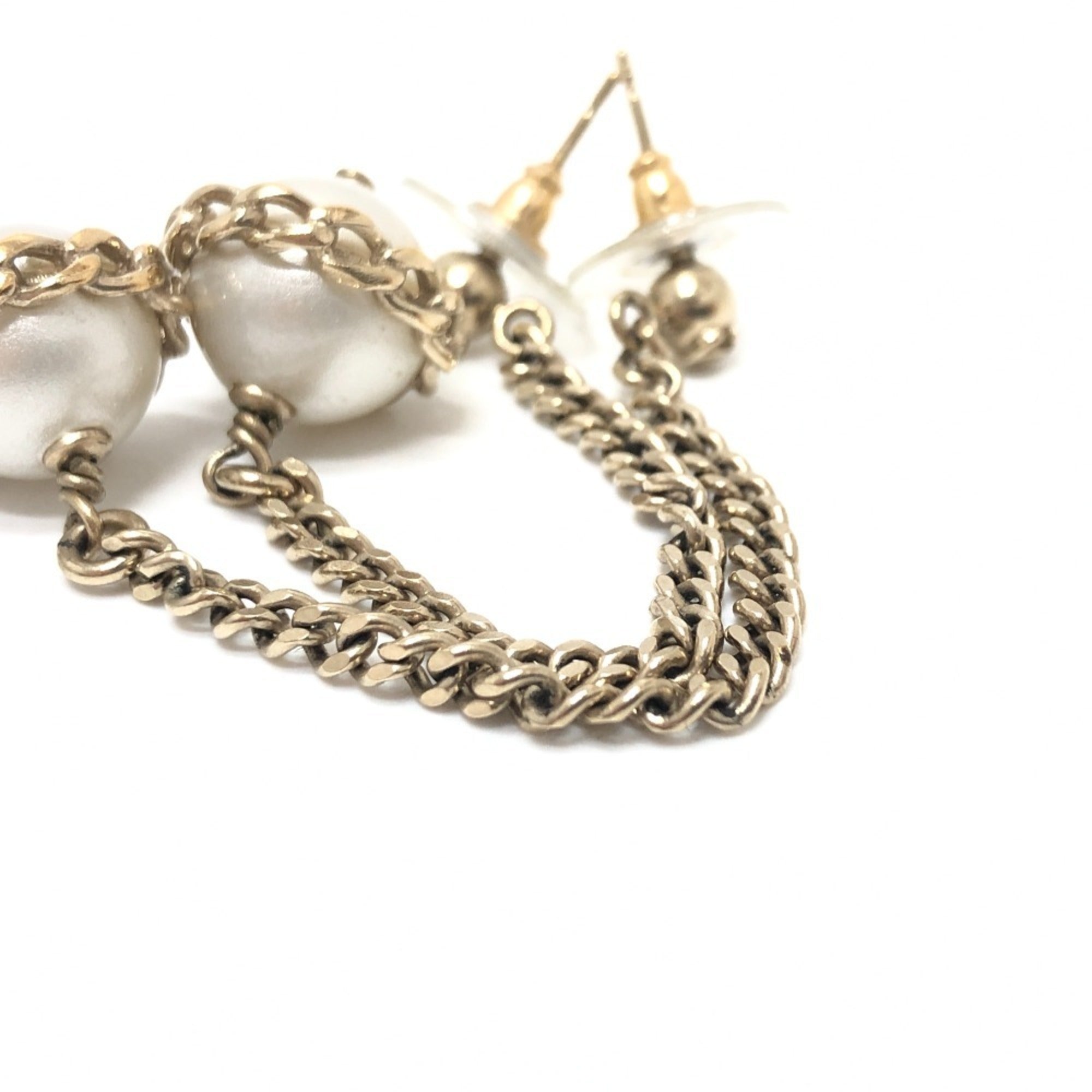 Earrings Pearl Gold-Tone Metal
