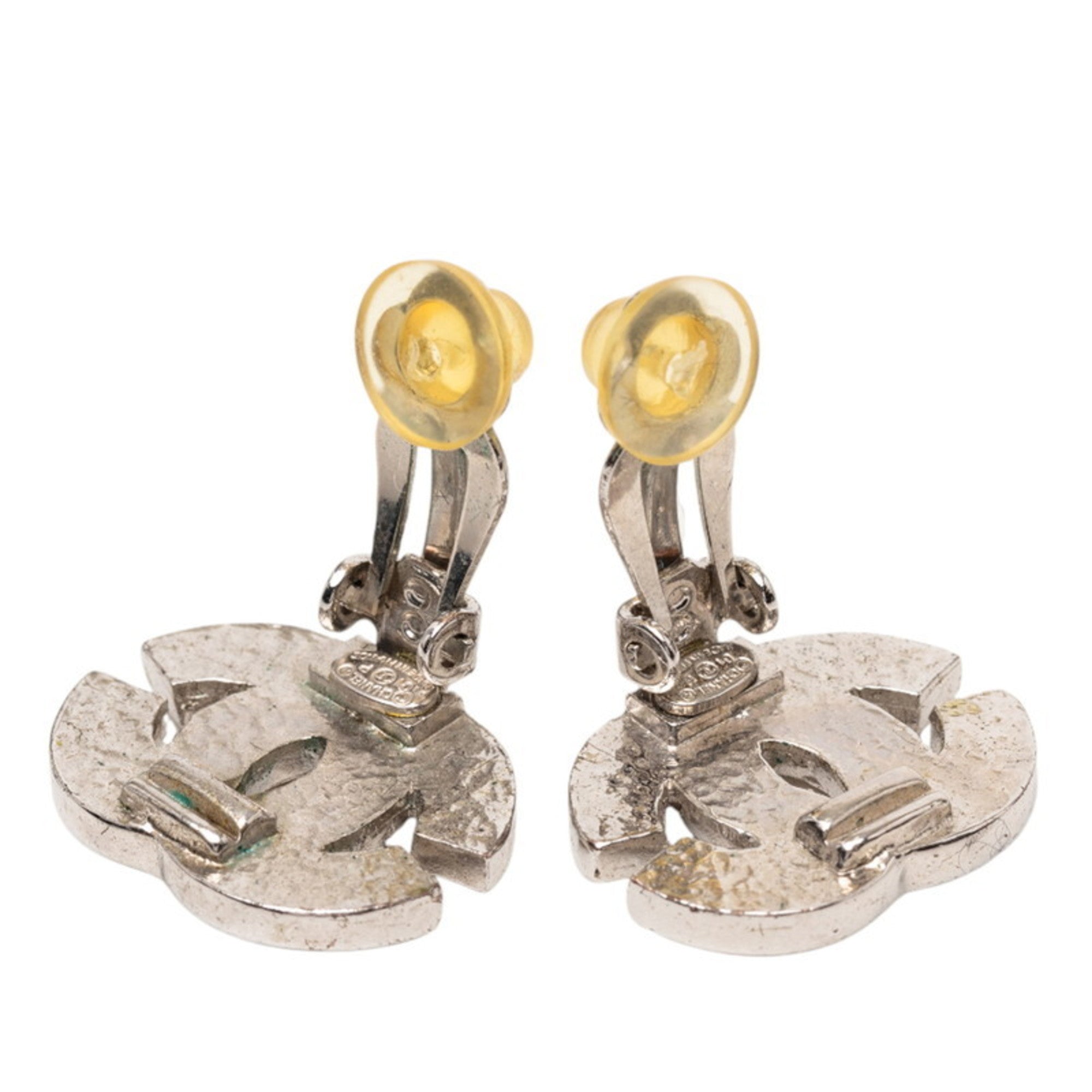CC Logo Clip-On Earrings Silver-Tone Metal Silver-Tone Metal