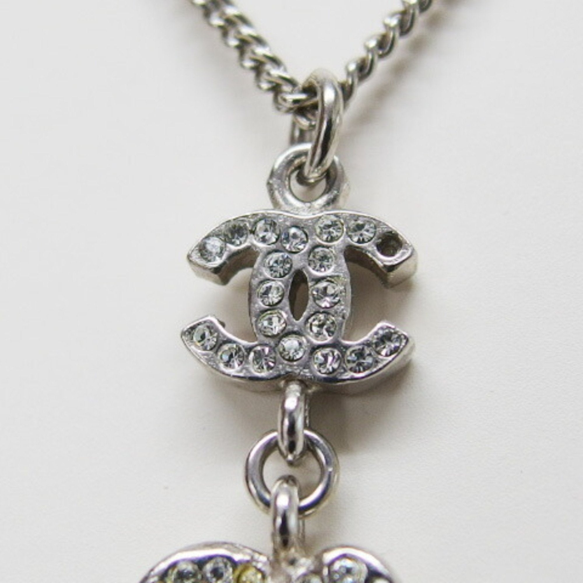 CC Logo Pendant Necklace Silver-Tone Metal