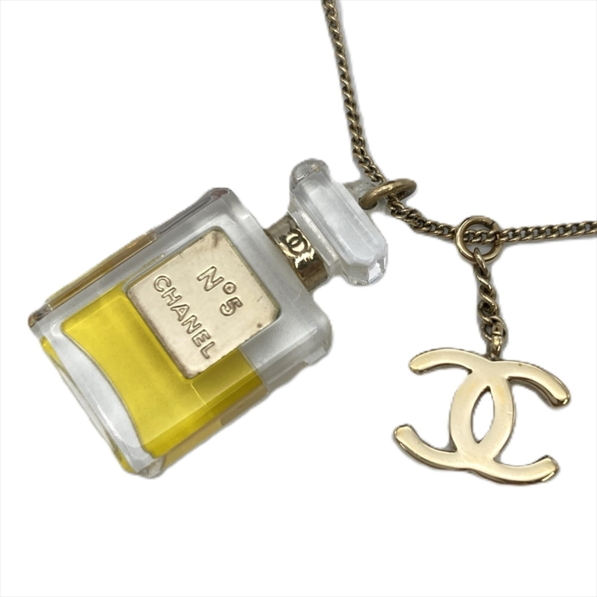 CC Logo Pendant Necklace Gold-Tone Metal