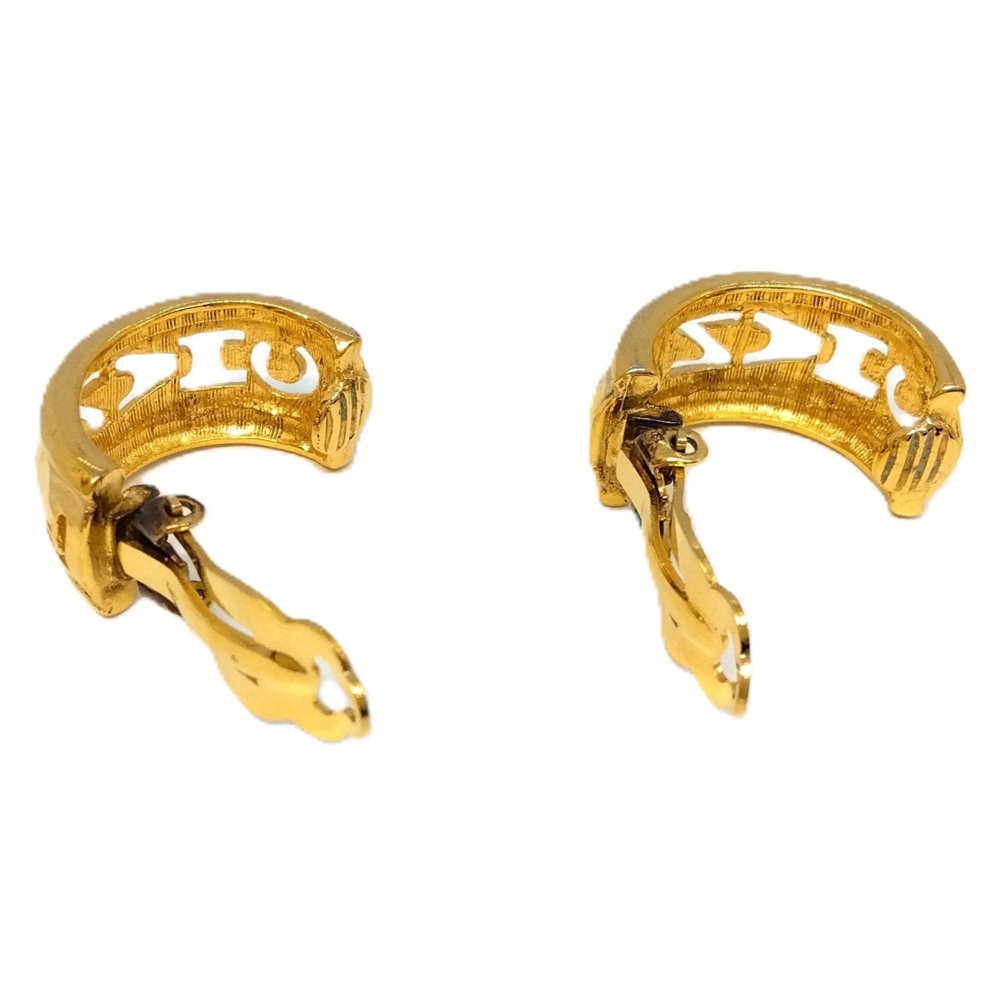 Clip-On Earrings Logo Hoop Gold-Tone Metal