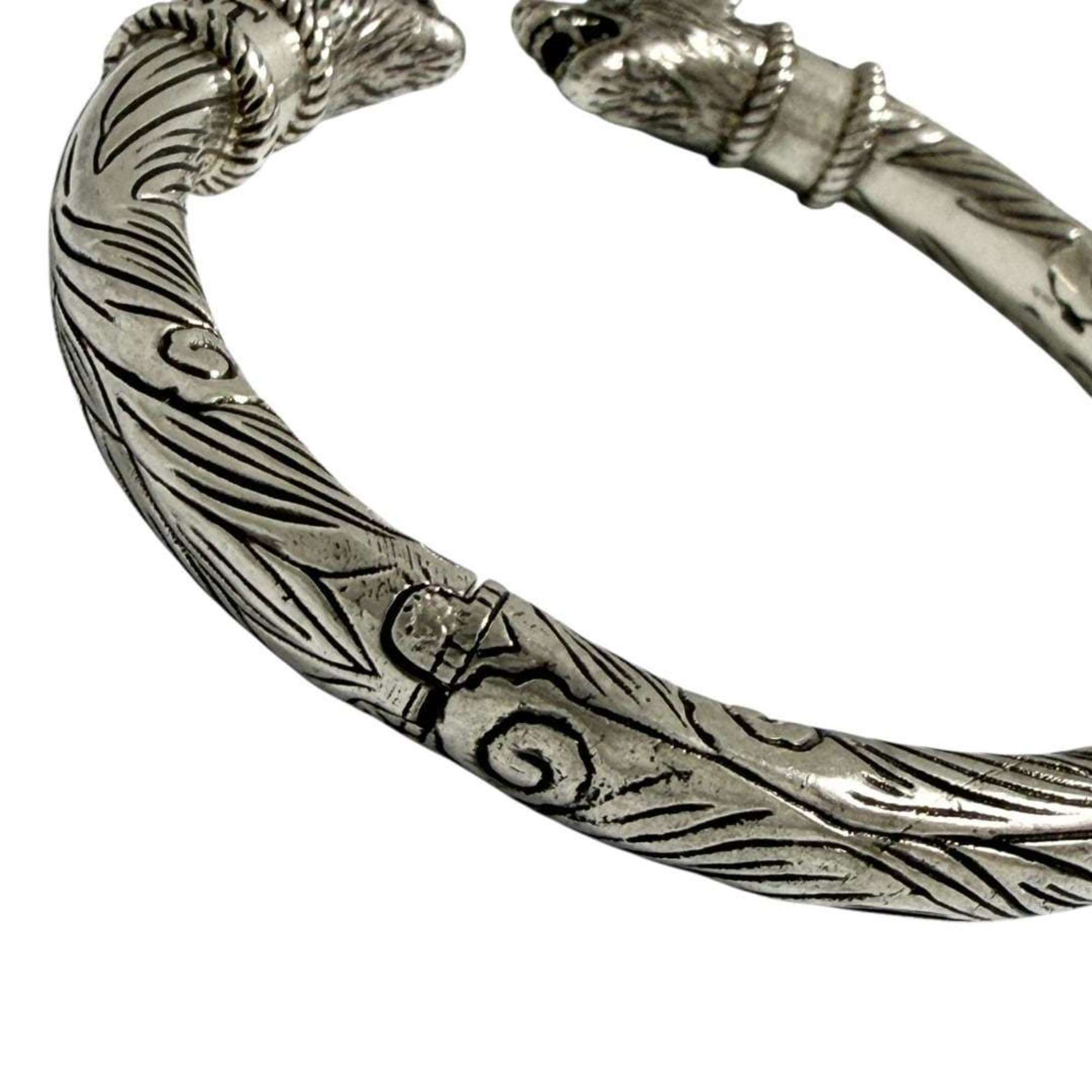 Anger Forest Wolf Bangle Sterling Silver Bracelet
