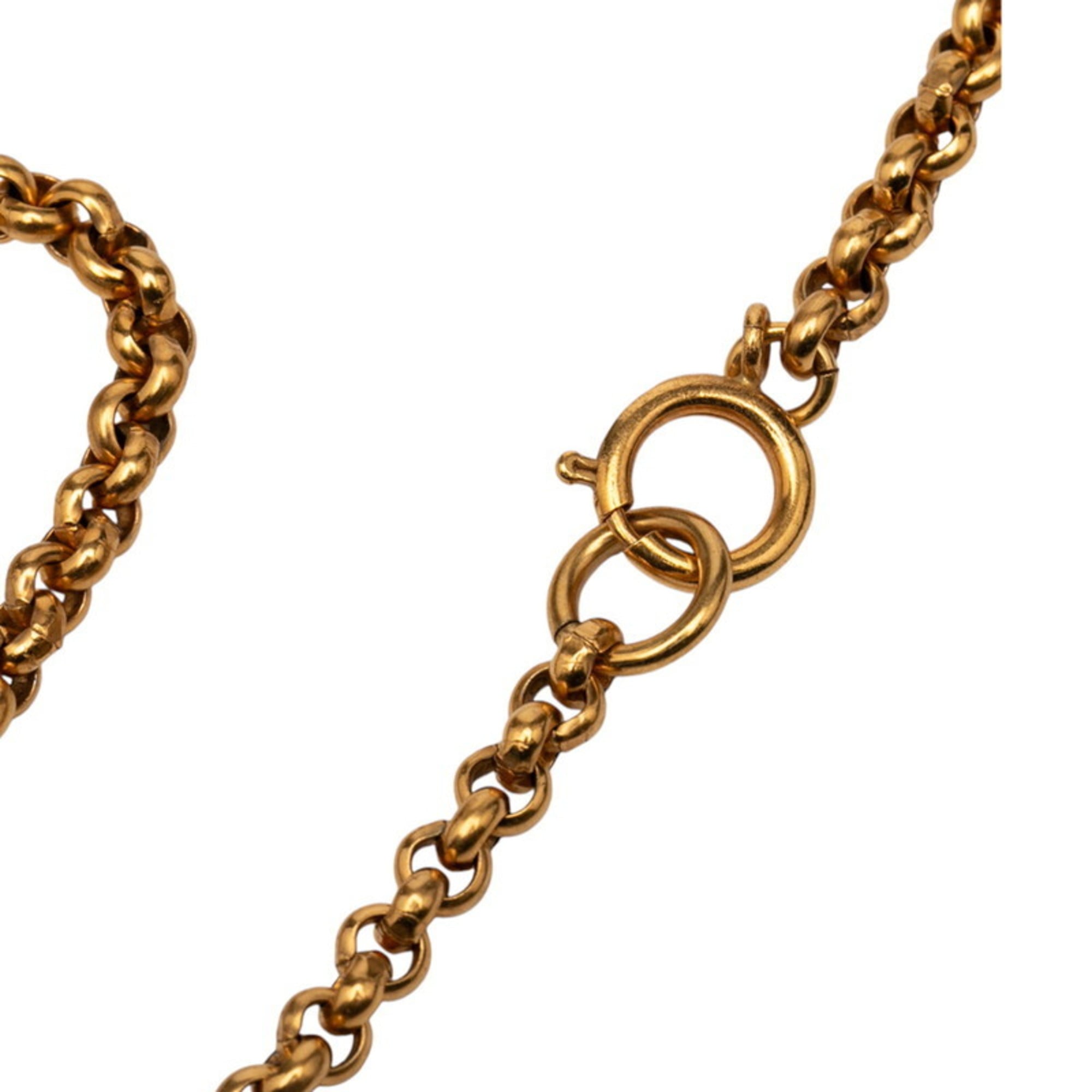 CC Logo Chain Heart Pendant Necklace Metal