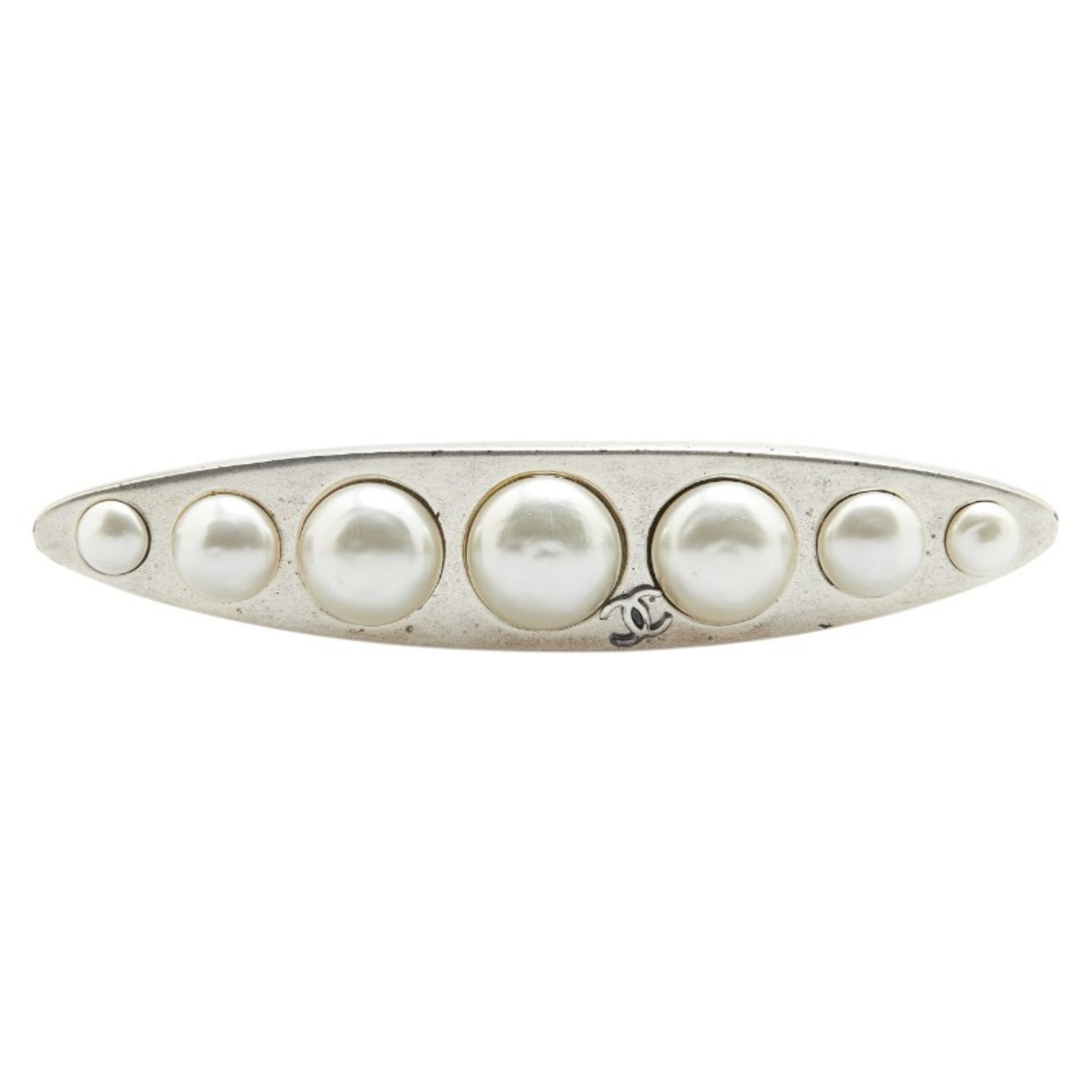 CC Logo Brooch Silver-Tone Metal