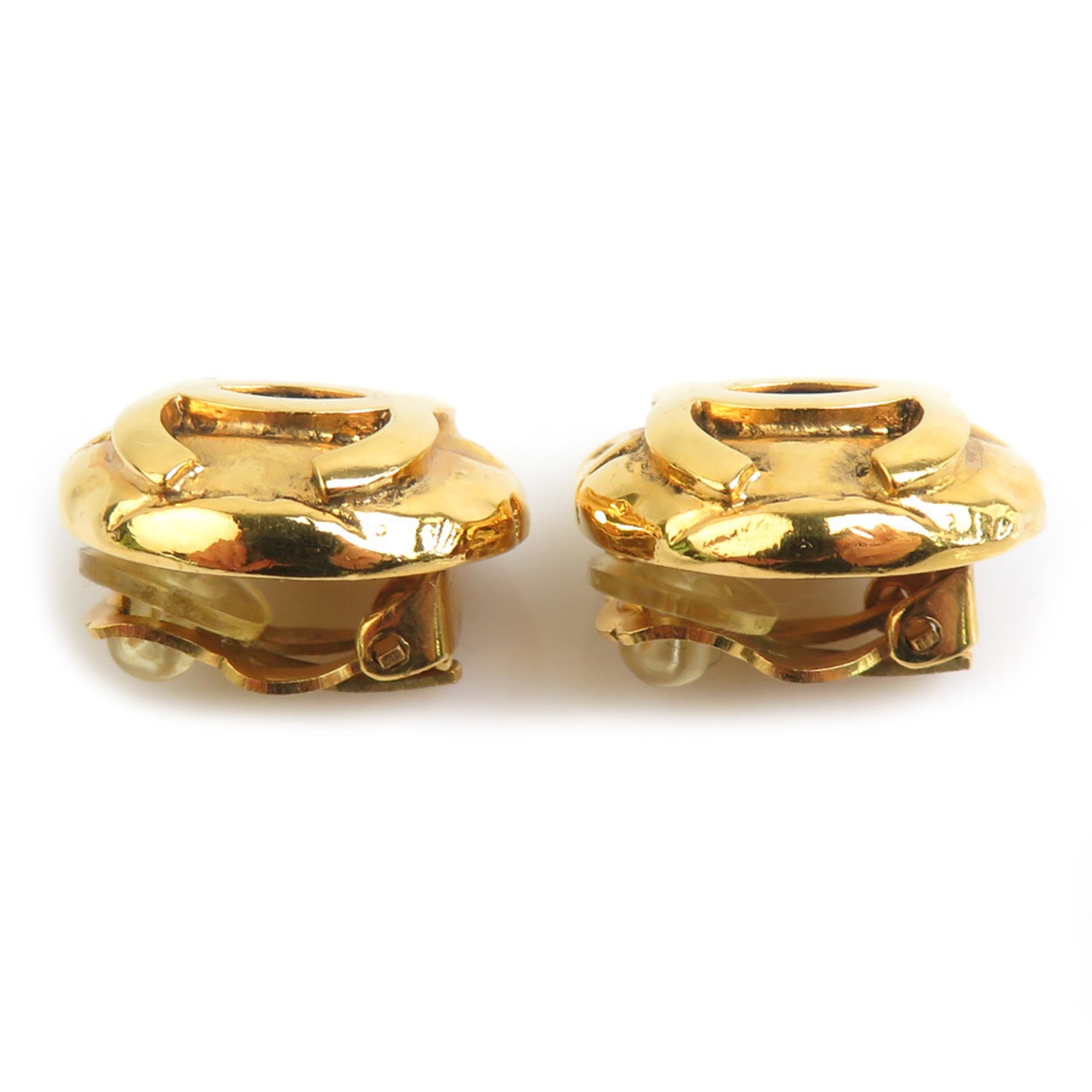 CC Logo Clip-On Earrings Gold-Tone Metal Gold-Tone Metal