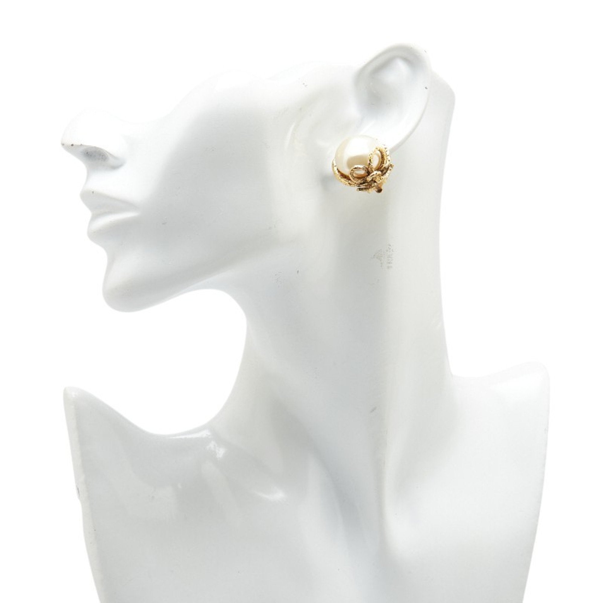 Earrings Pearl Gold-Tone Metal