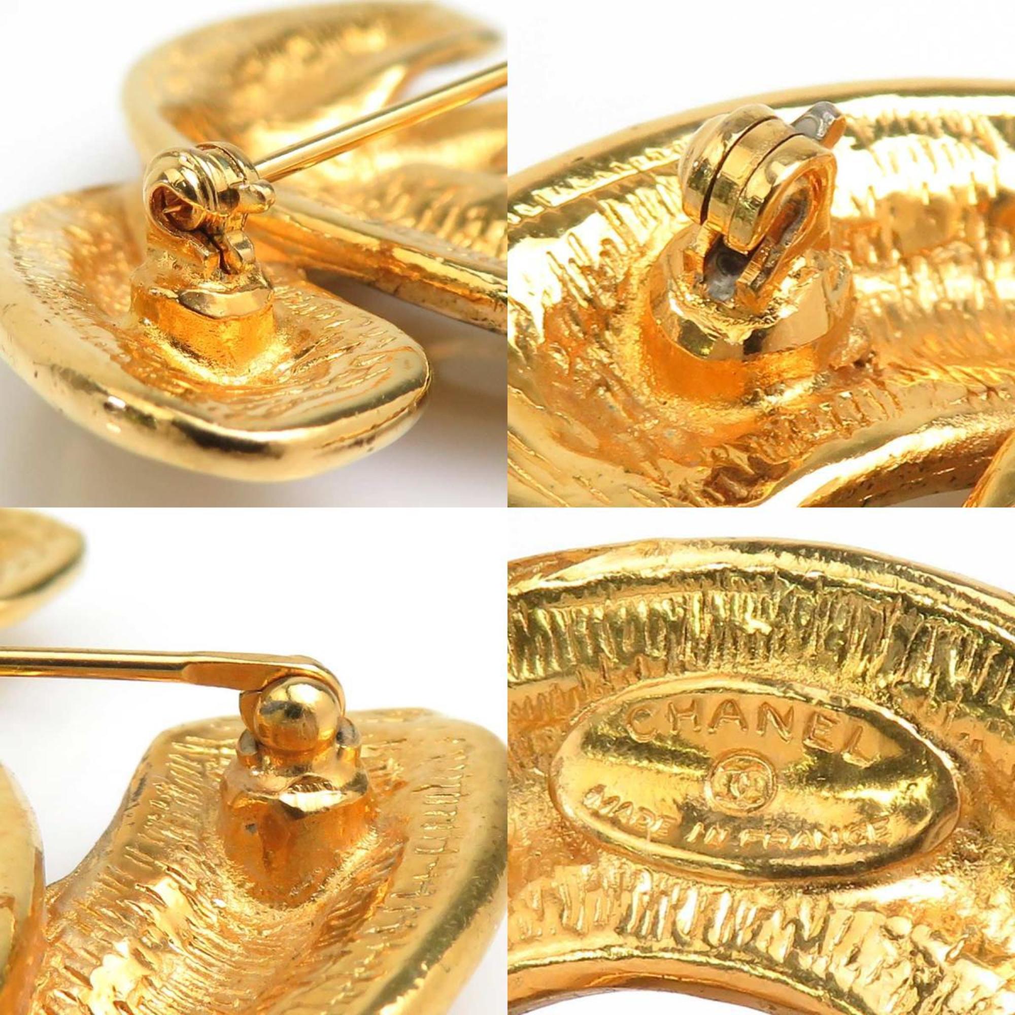 CC Logo Brooch Gold-Tone Metal
