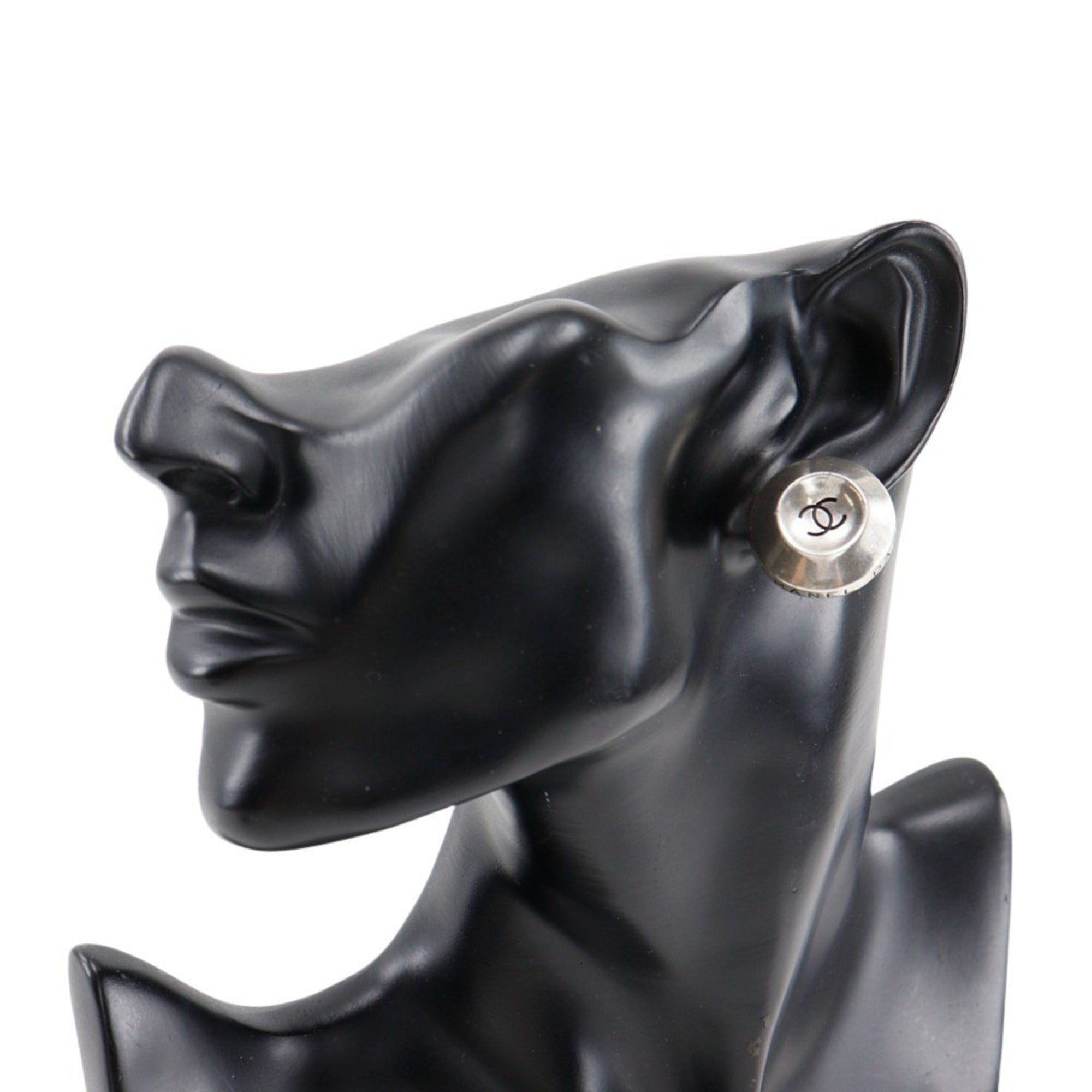 CC Logo Clip-On Earrings Silver-Tone Metal Silver-Tone Metal