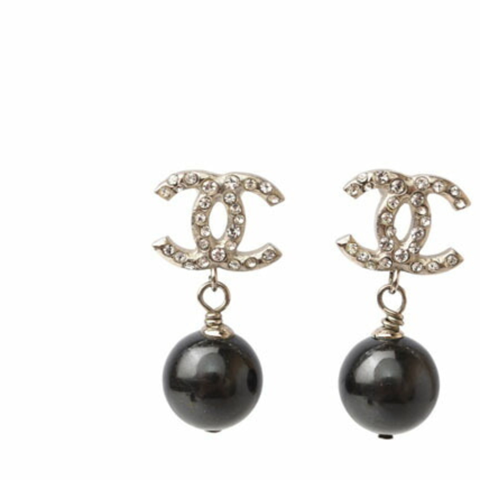 Pearl Earrings Metal and Rhinestone