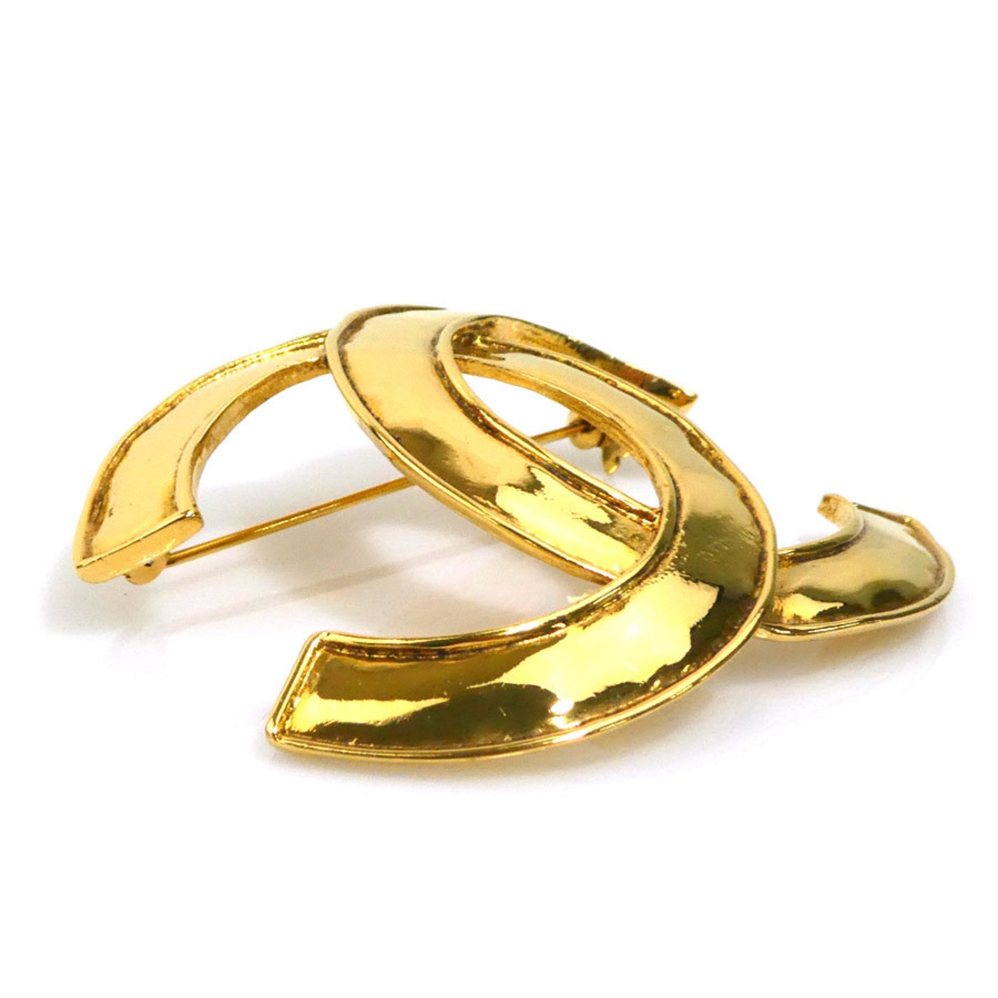 CC Logo Brooch Gold-Tone Metal