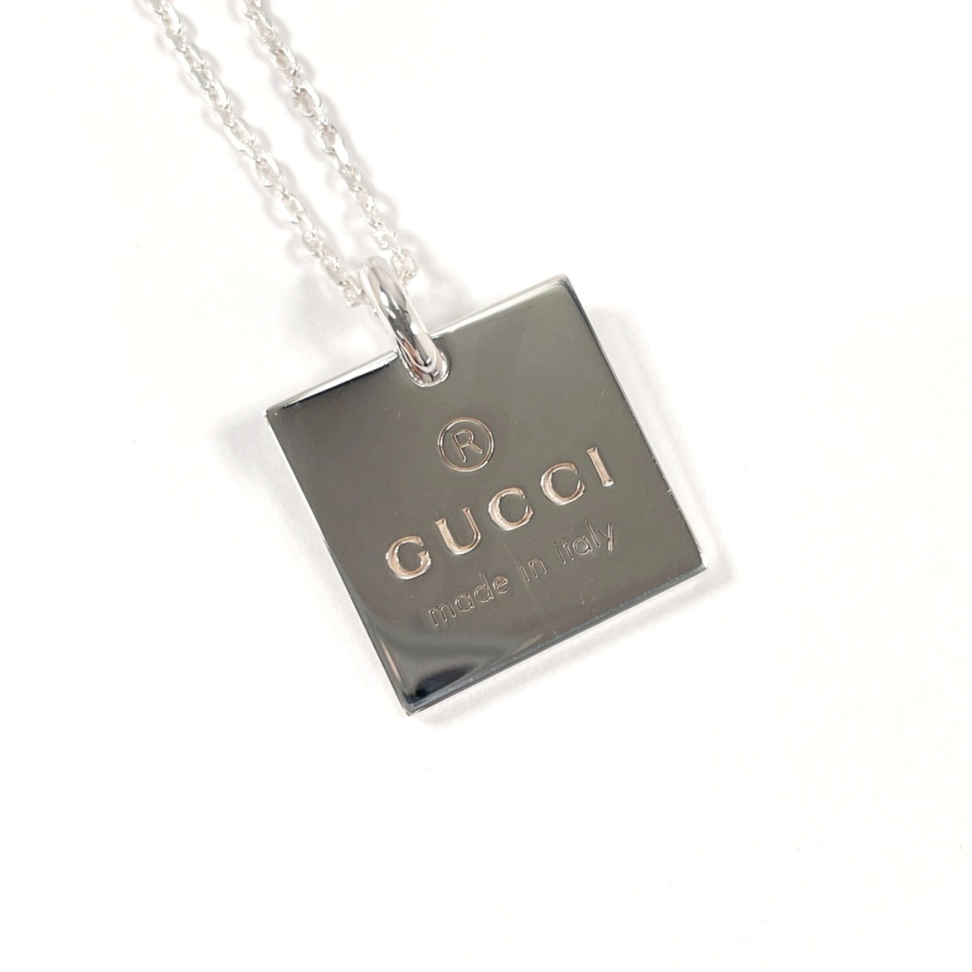 Square Plate Pendant Necklace Sterling Silver