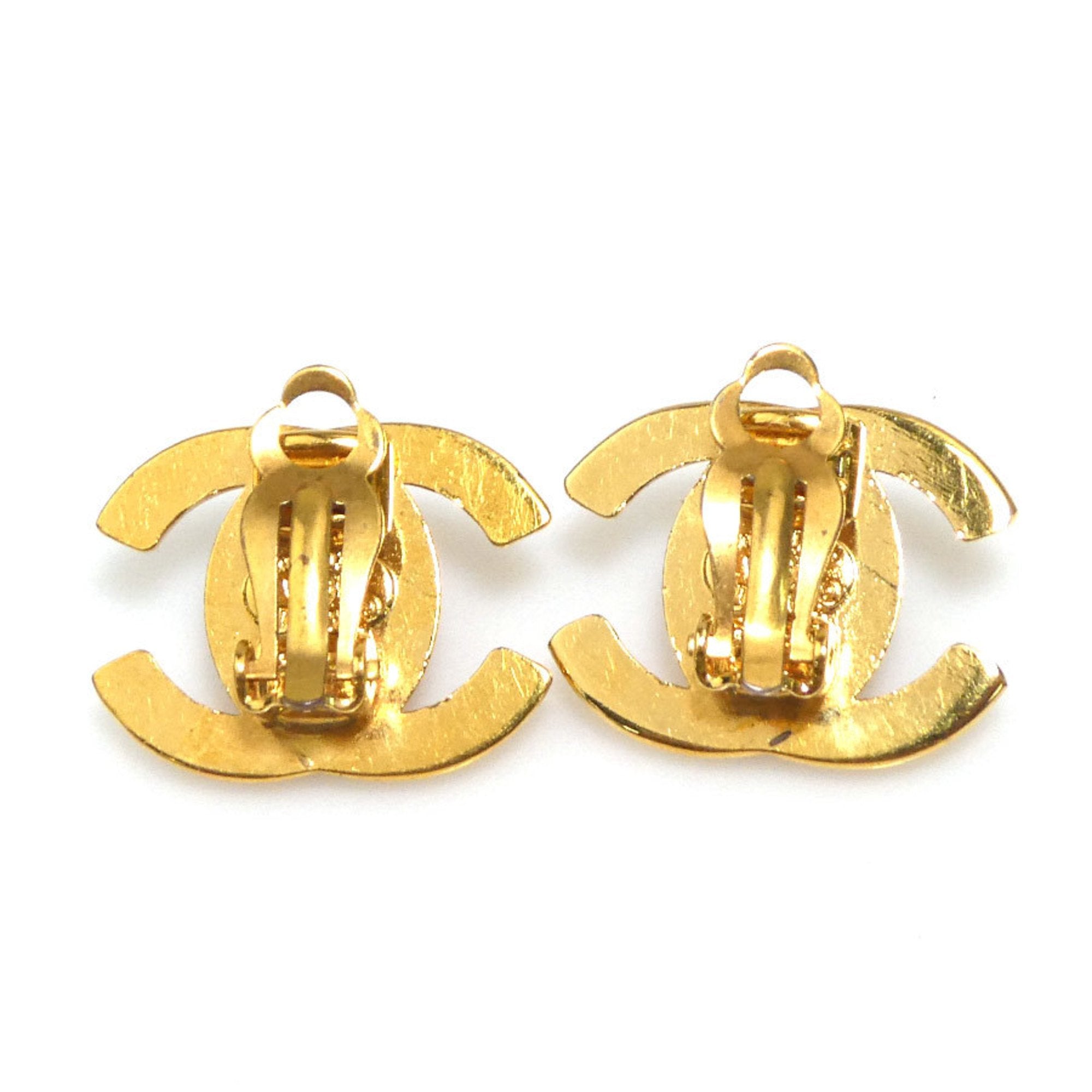 CC Logo Clip-On Earrings Gold-Tone Metal Gold-Tone Metal