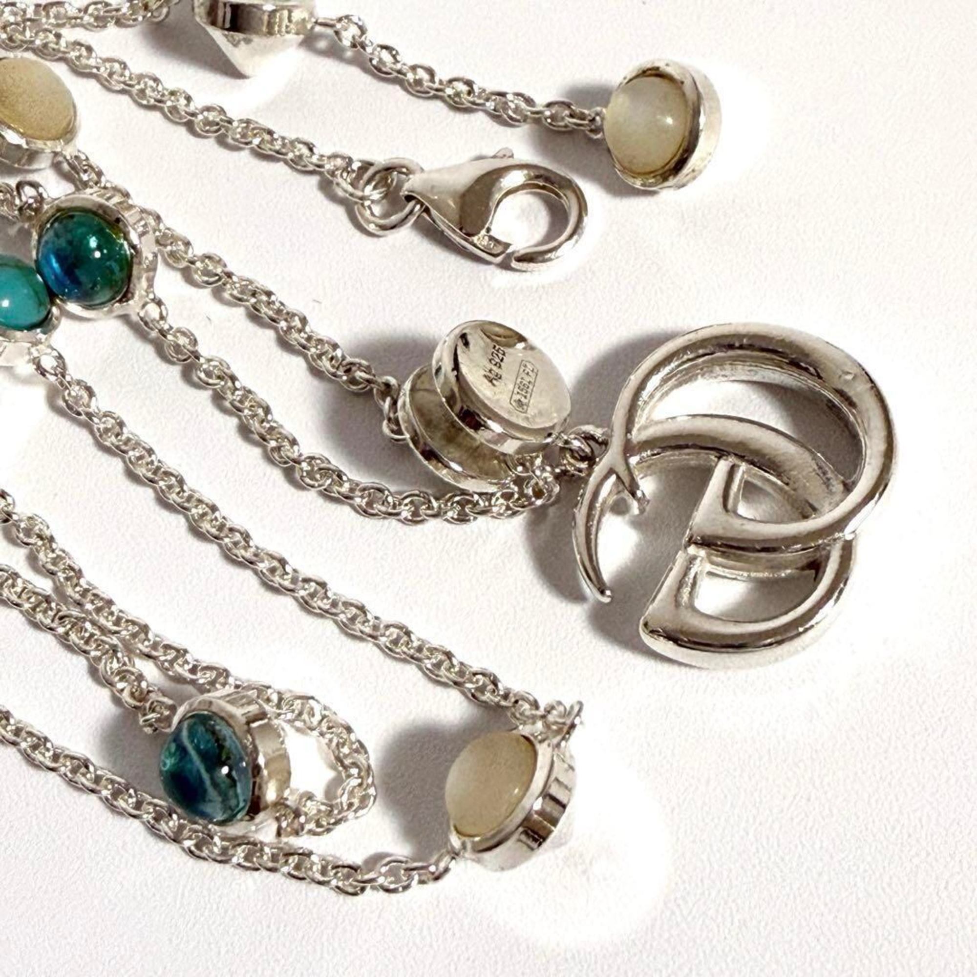 Double G Pendant Necklace Resin and Sterling Silver with Mother of Pearl