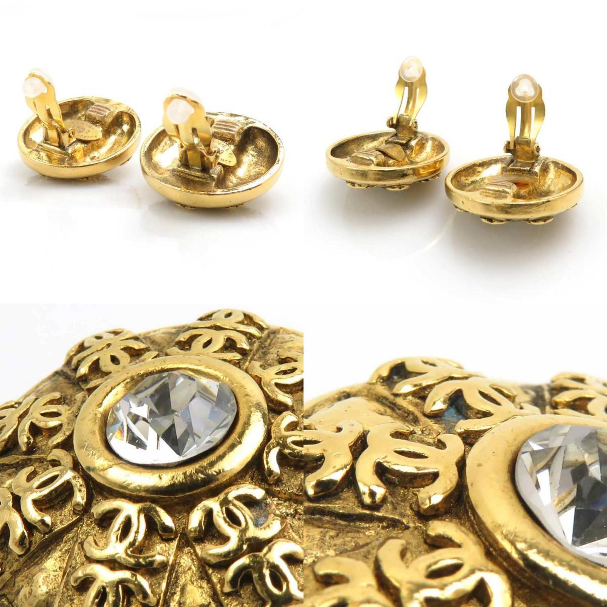 CC Logo Clip-On Earrings Gold-Tone Metal