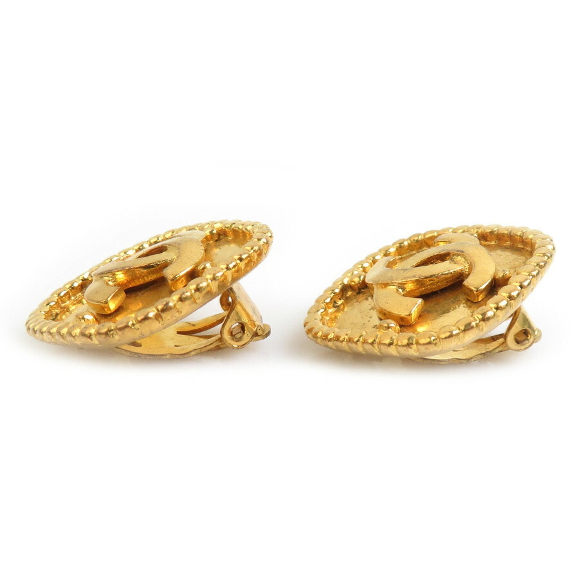 CC Logo Clip-On Earrings Gold-Tone Metal Gold-Tone Metal