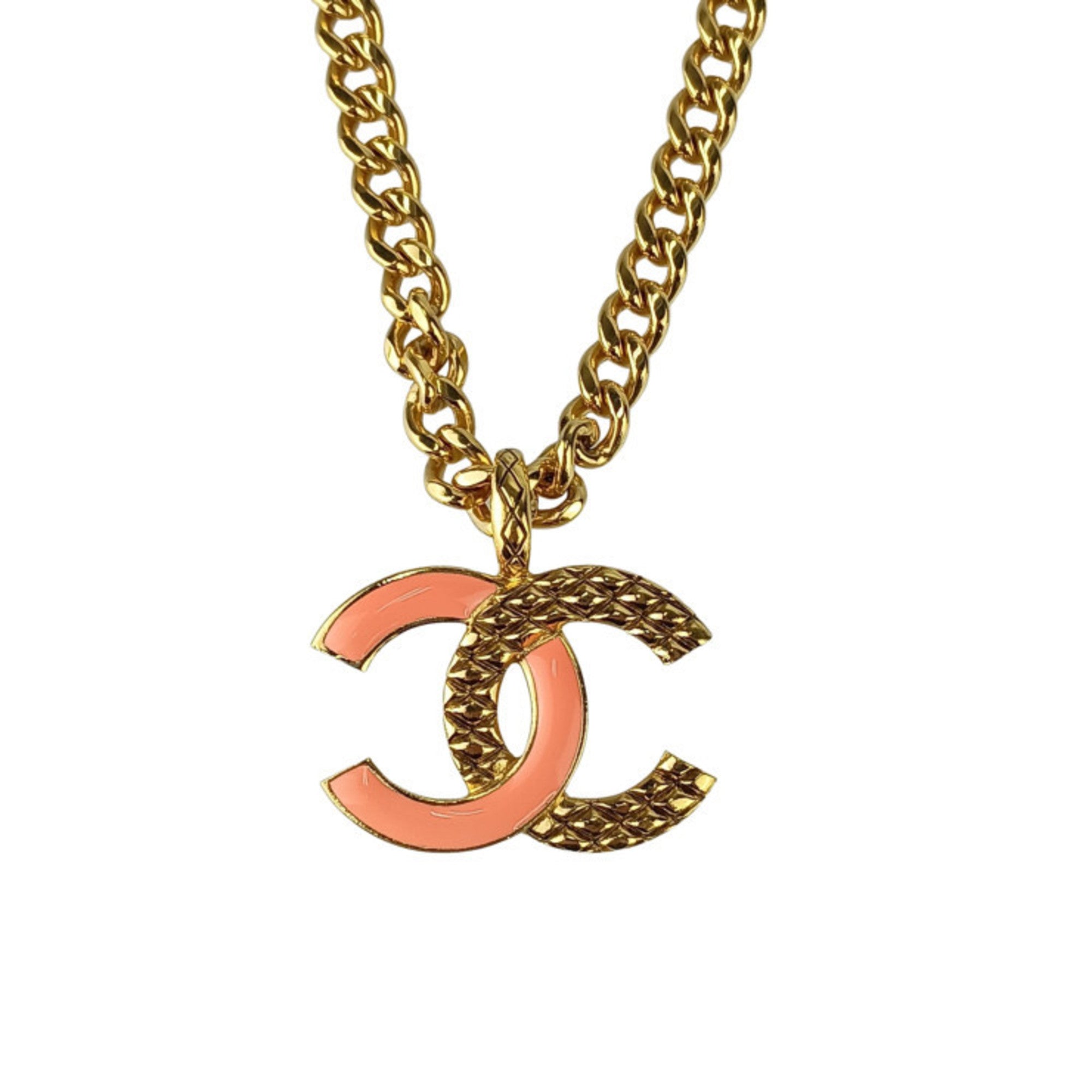 CC Logo Pendant Necklace Gold-Tone Metal