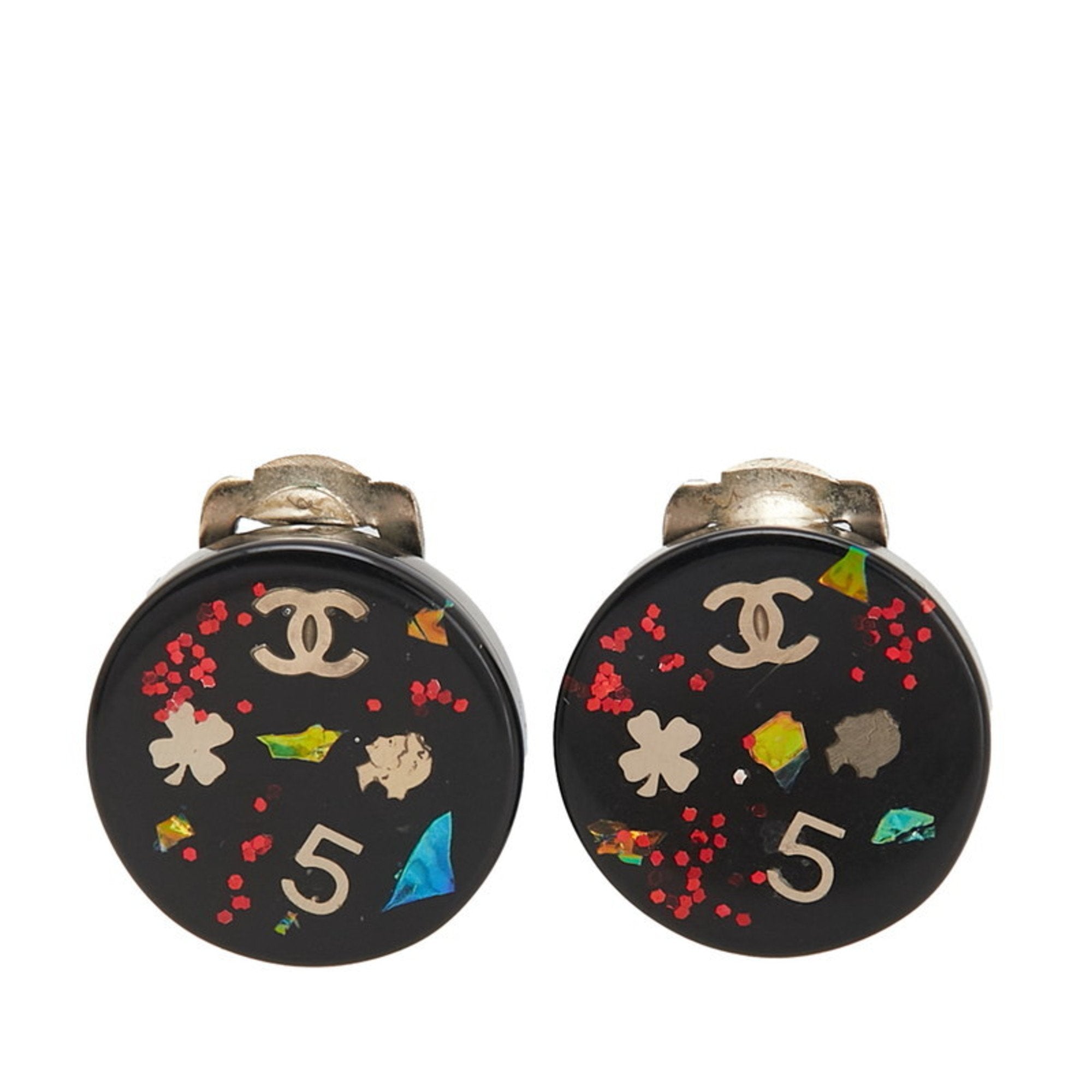 CC Logo Round Clover Earrings Metal