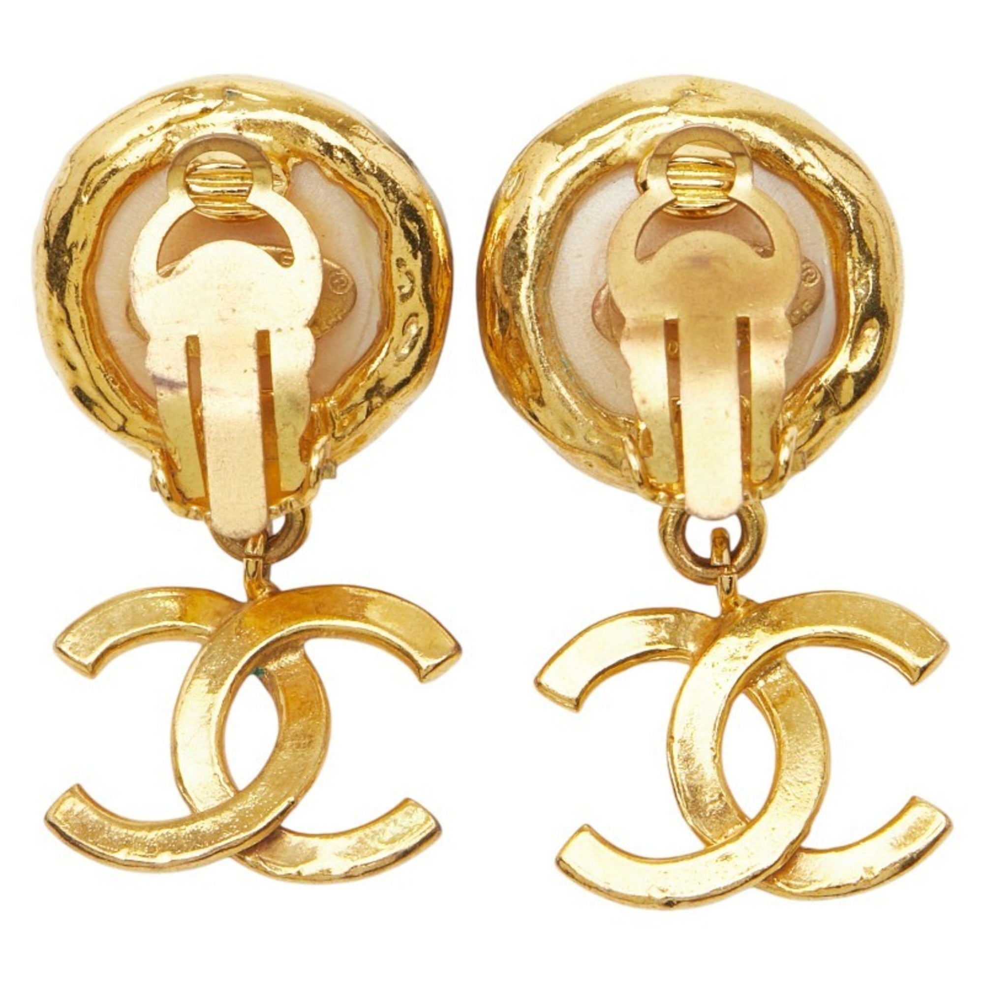 CC Logo Clip-On Earrings Metal Gold-Tone Metal