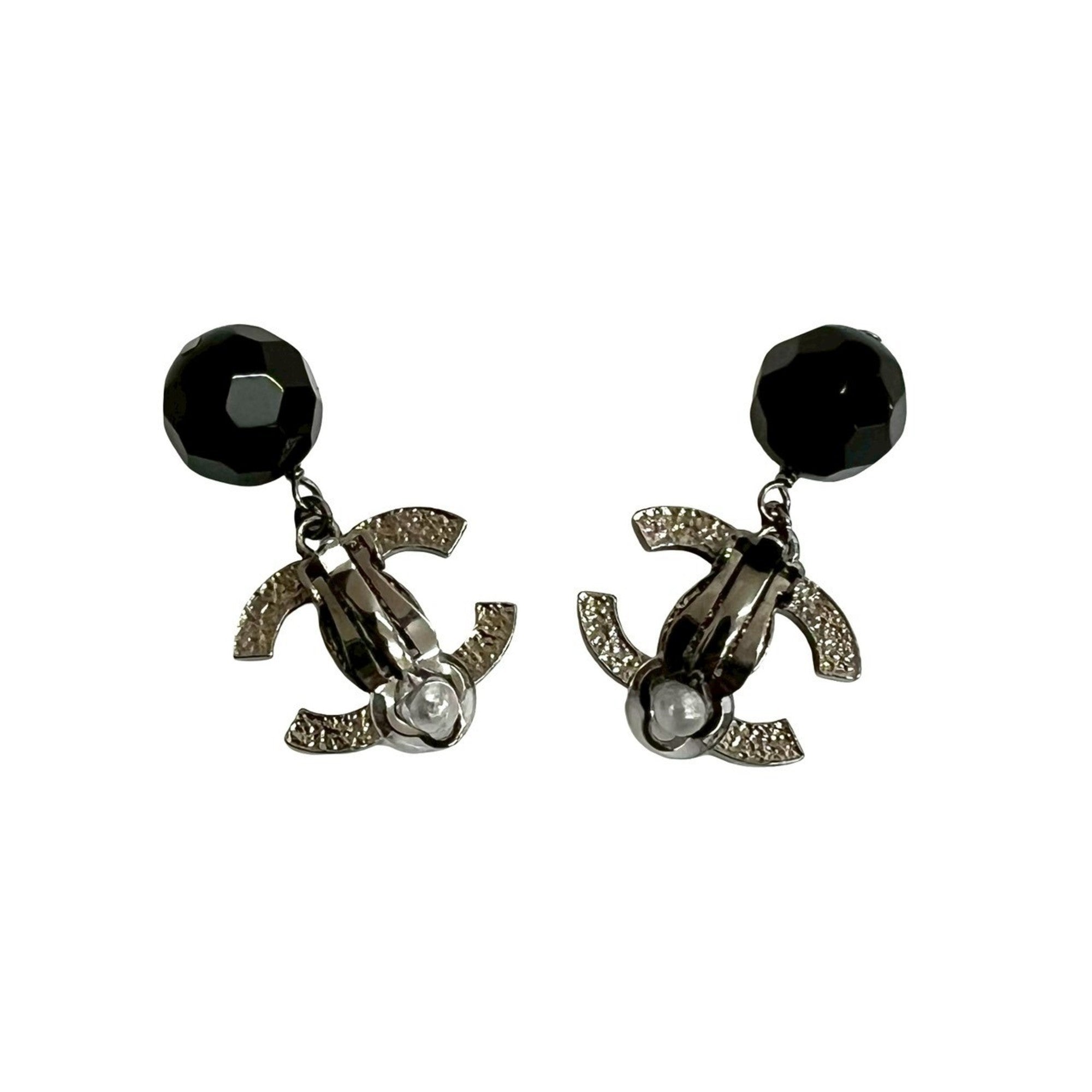 CC Logo Clip-On Earrings Sterling Silver Silver-Tone Metal