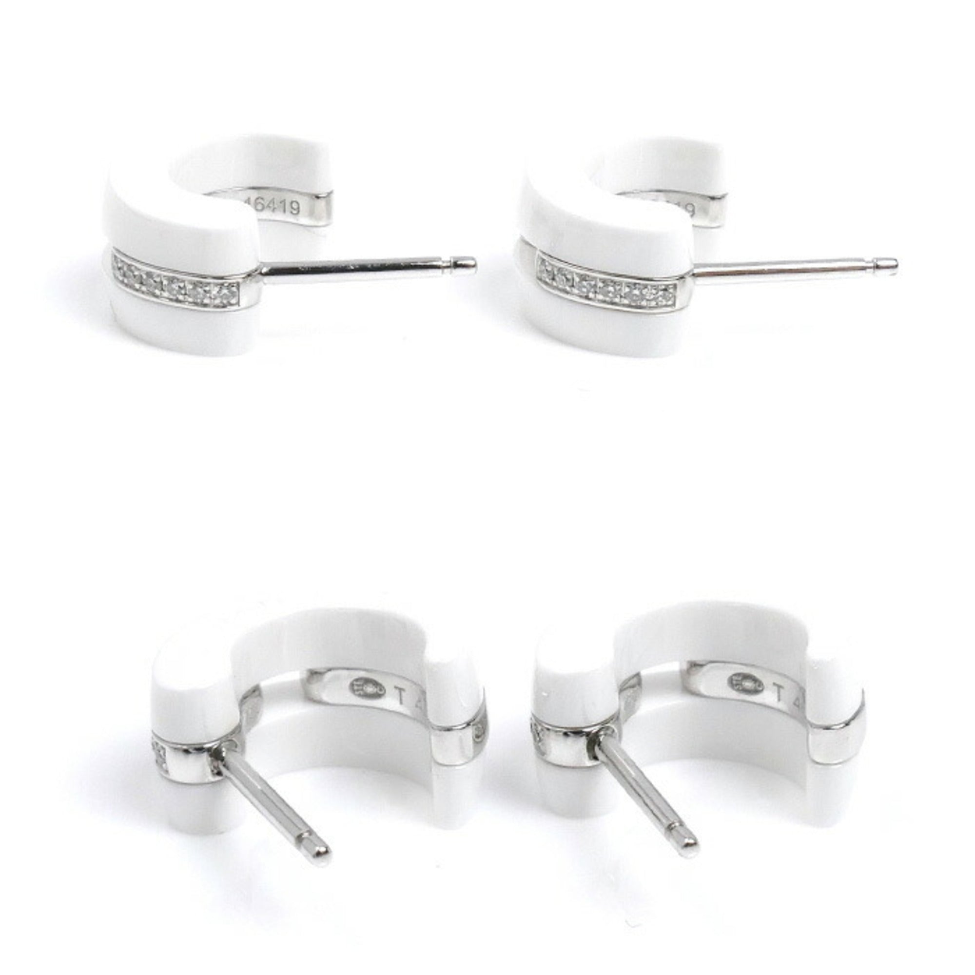 Earrings 18K White Gold and Ceramic