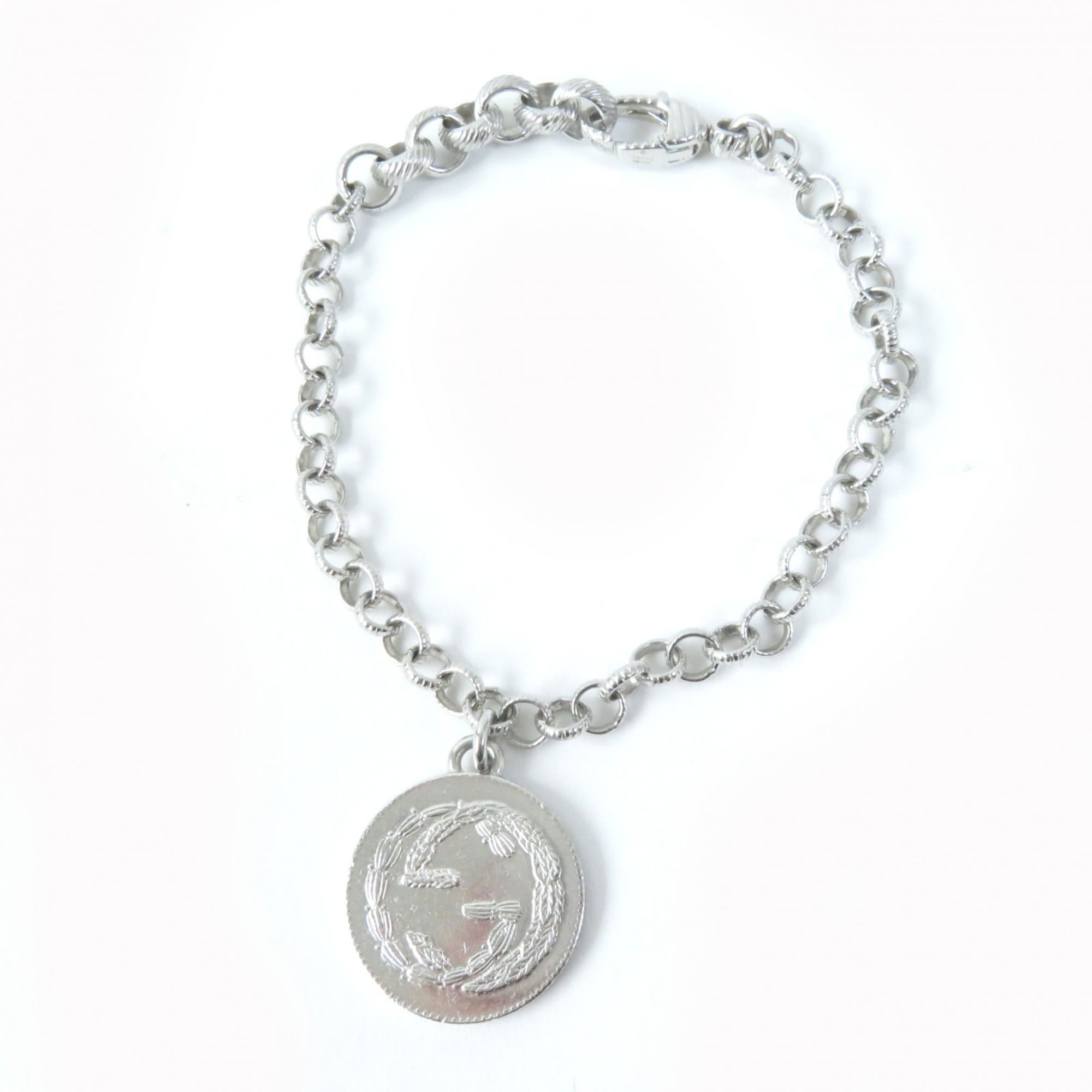 Bee Coin Interlocking G Bracelet Sterling Silver