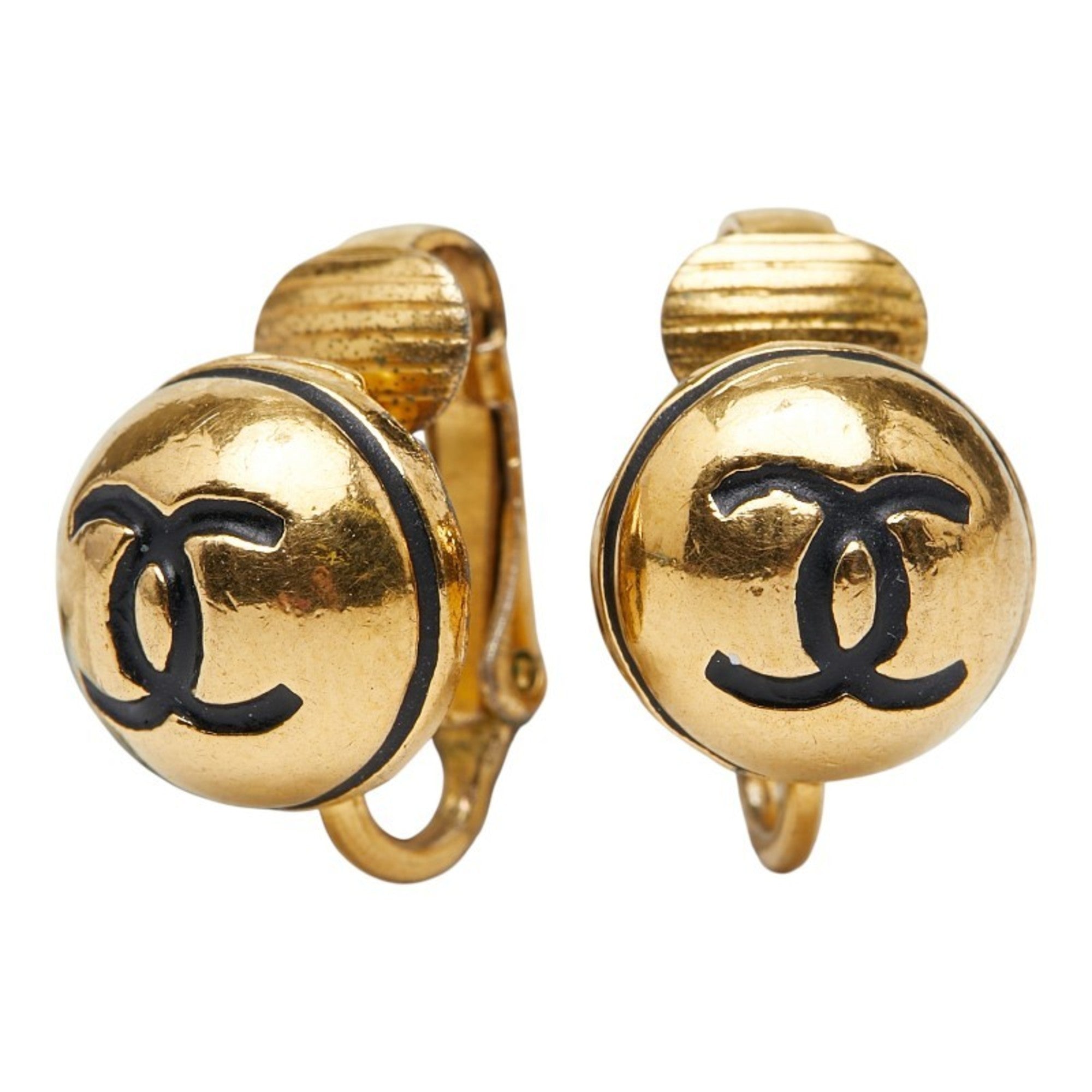 CC Logo Clip-On Earrings Metal Gold-Tone Metal